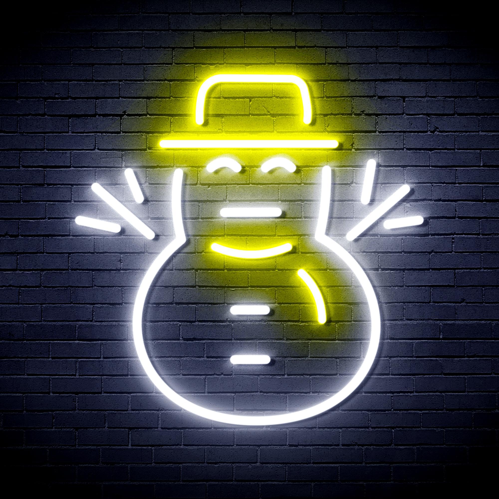ADVPRO Letrero de neón LED de silicona con muñeco de nieve, blanco y amarillo, st16s66-fnu0107-wy