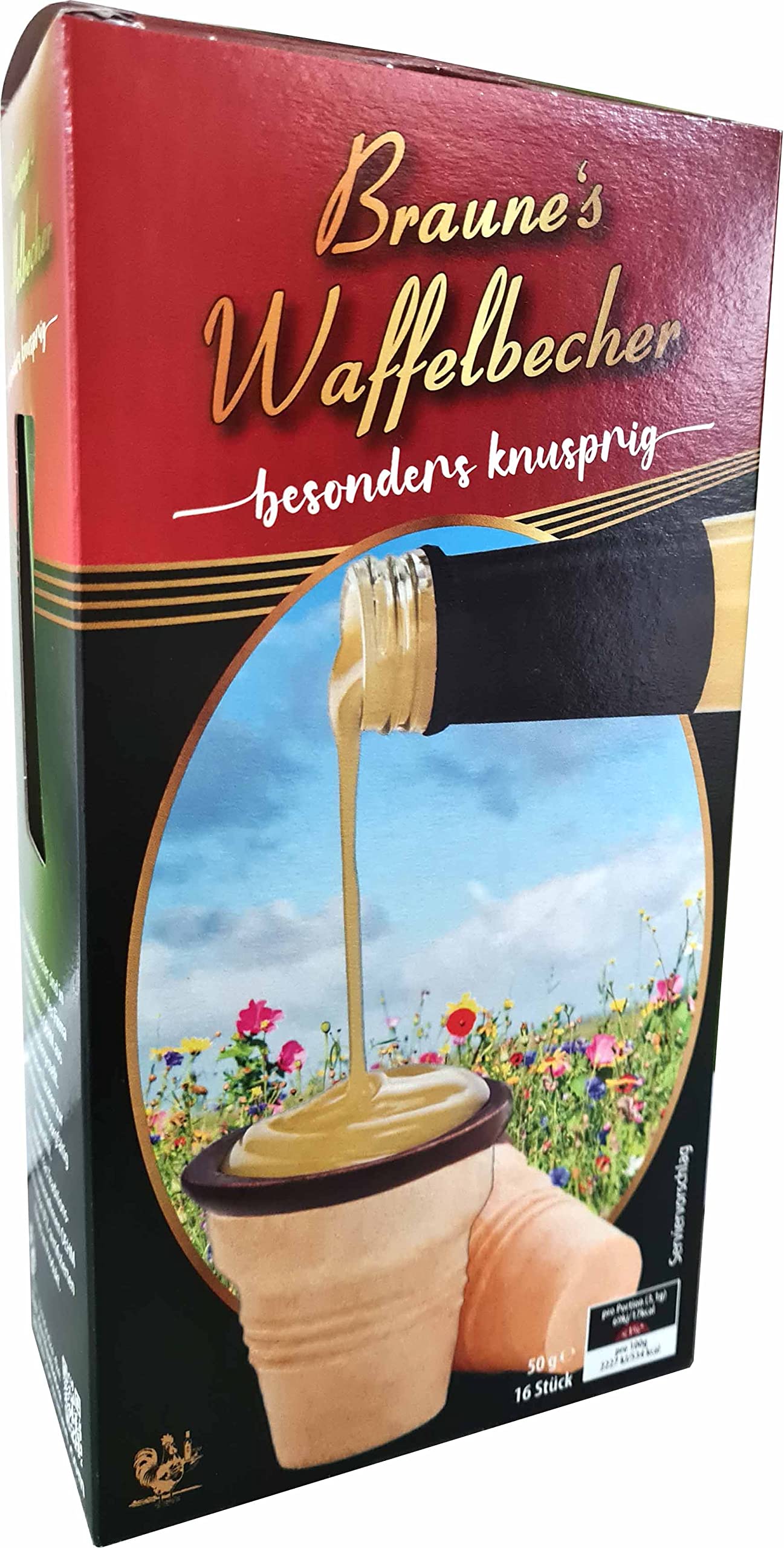 Braune’s Waffelbecher – Ideal zu Eierlikör | Perfekt für Eierlikör, Braune’s Eierlikör | 16 Stück | 50 g