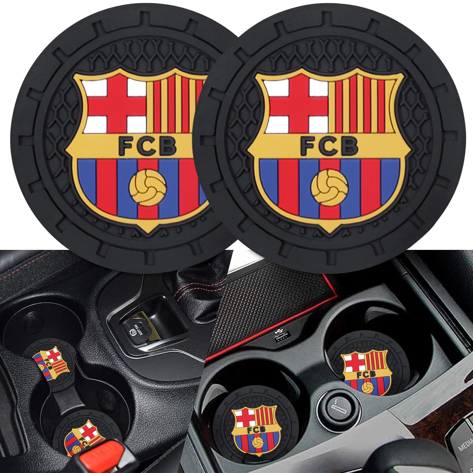 Cup Holder Insert Coaster for FC Barcelona UEFA UCL Fans,Anti Slip Car Cup Coaster Interior Accessories