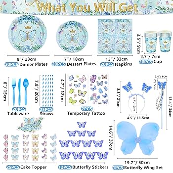 Amazon.com: 247 PCS Butterfly Party Decorations - Blue