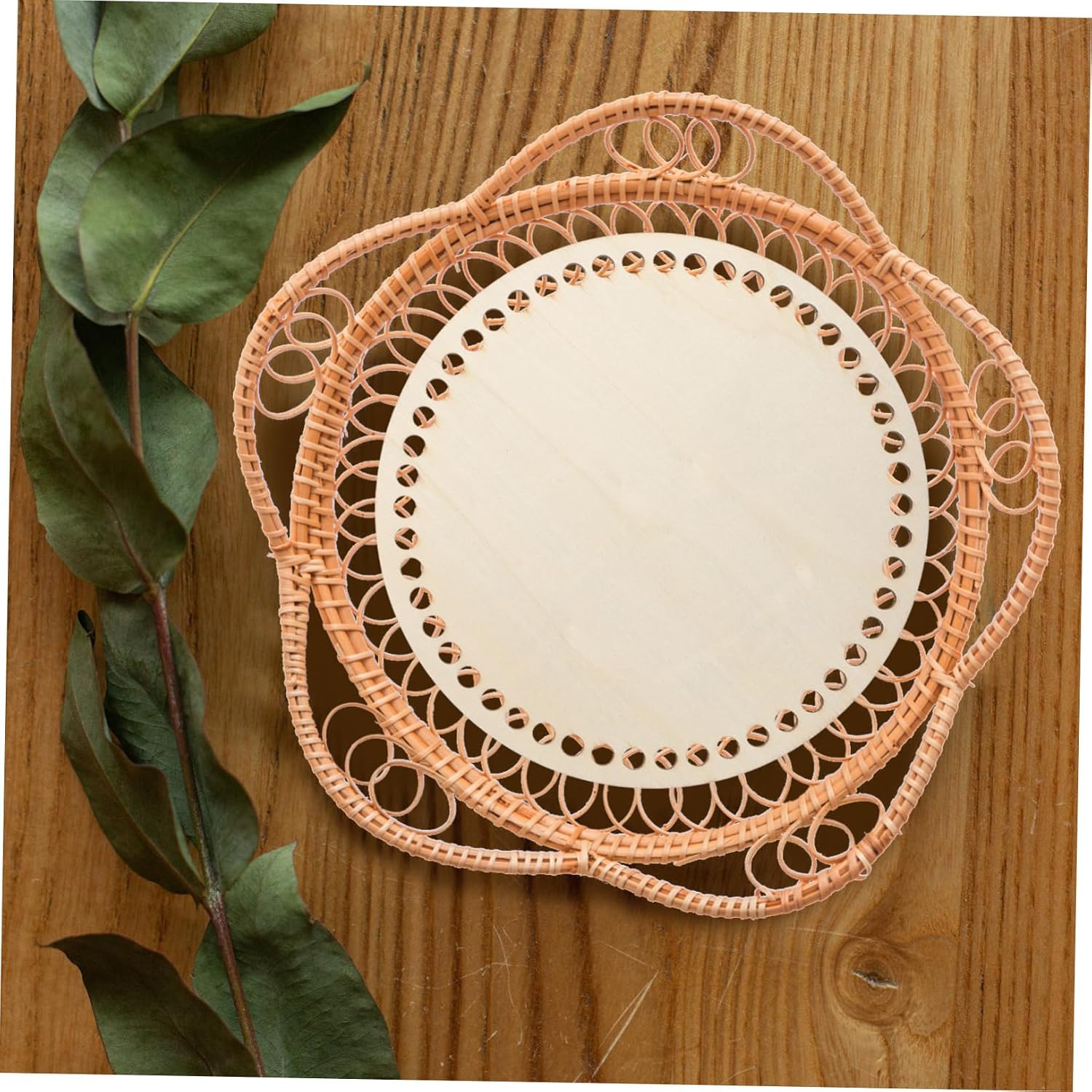 4pcs Wooden Basket Bottoms Round Crochet Bag Bases for Floor Basket Decor Natural Wood Bases