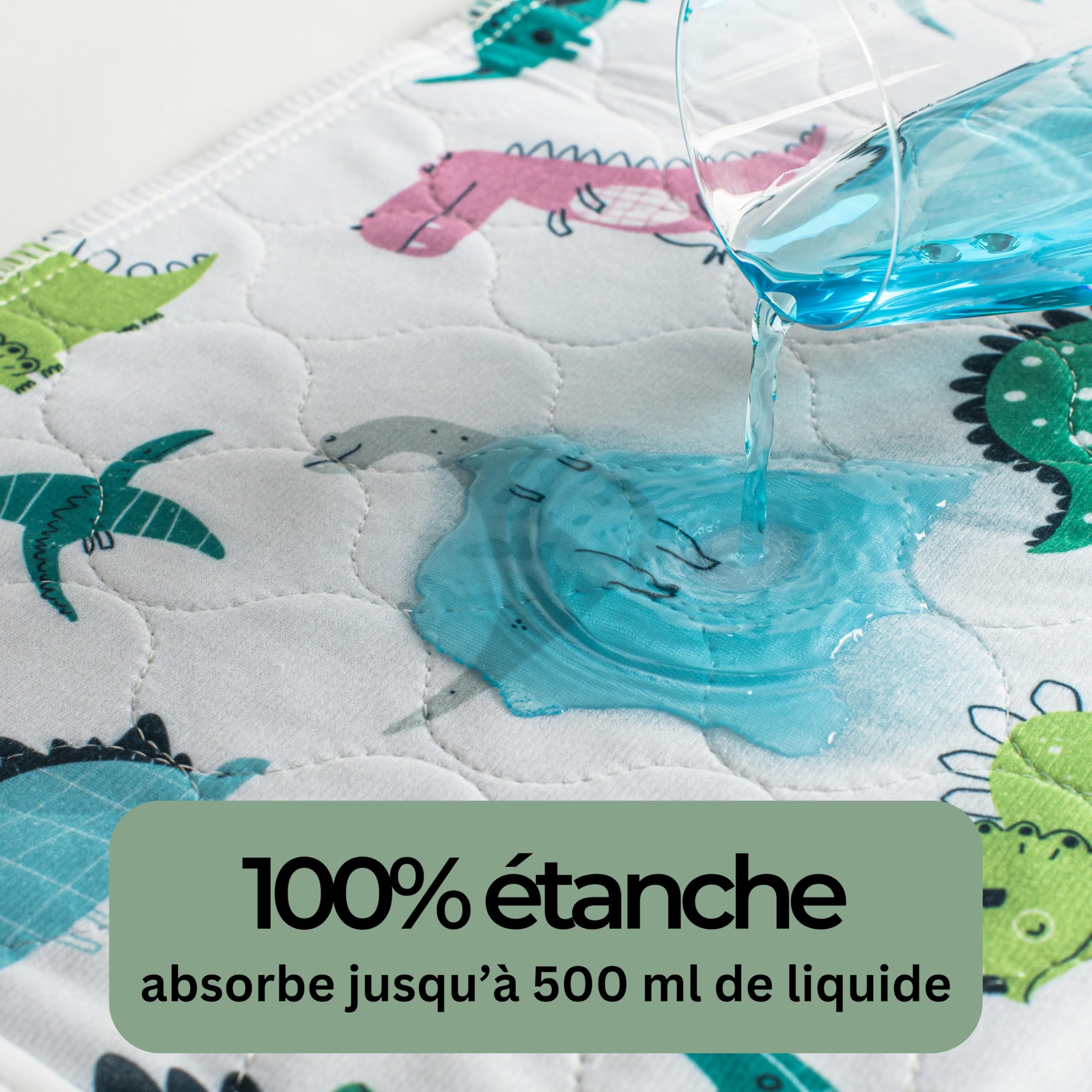 Hygge Sheets protège-Matelas Enfant imperméable – Alèse absorbante Lavable avec Rabats latéraux – Lit Simple – Stop Pipi au lit, Jusqu’à 500 ML (Dinosaure)