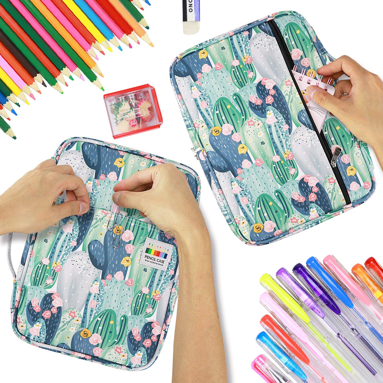 YOUSHARES Federmäppchen für 220 farbige Stifte – Stifteetui Organizer für Prismacolor Buntstifte und Gelschreiber, 220 03, 11.8 inches x 8.9 inches x 3.7 inches, Modern