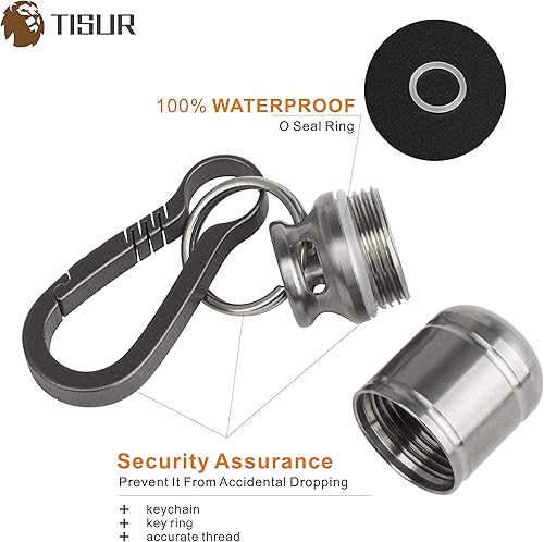 Miniatura 3 de TISUR Pastilleros portátiles, pastillero de metal de titanio, pastillero de bolsillo, llavero, botella de píldora, impermeable, organizador de