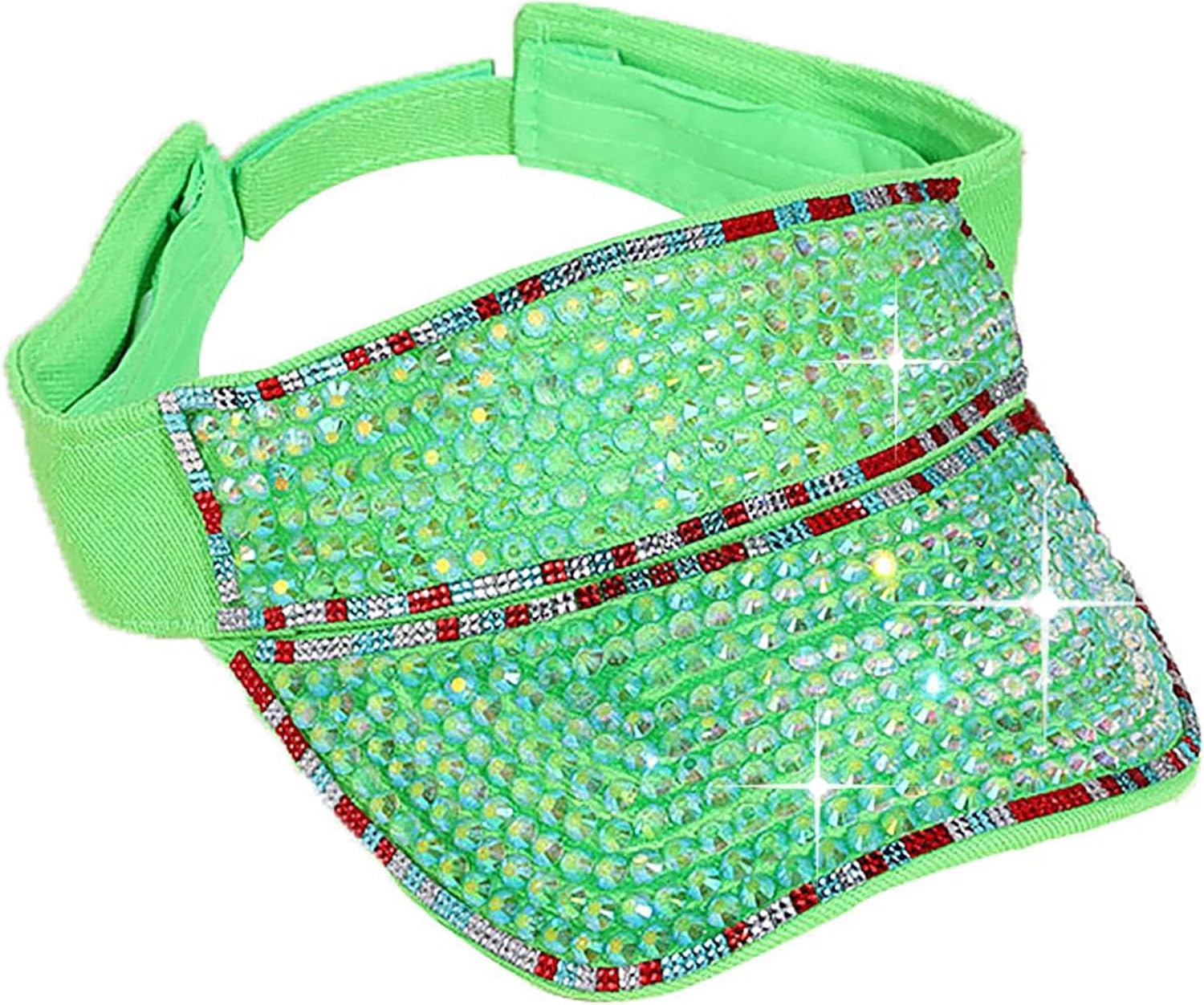 Bling Shiny Rhinestone Sports Sun Visor Hat for Women Summer Adjustable Breathable Beach Visor Caps Running Golf Sun Hat