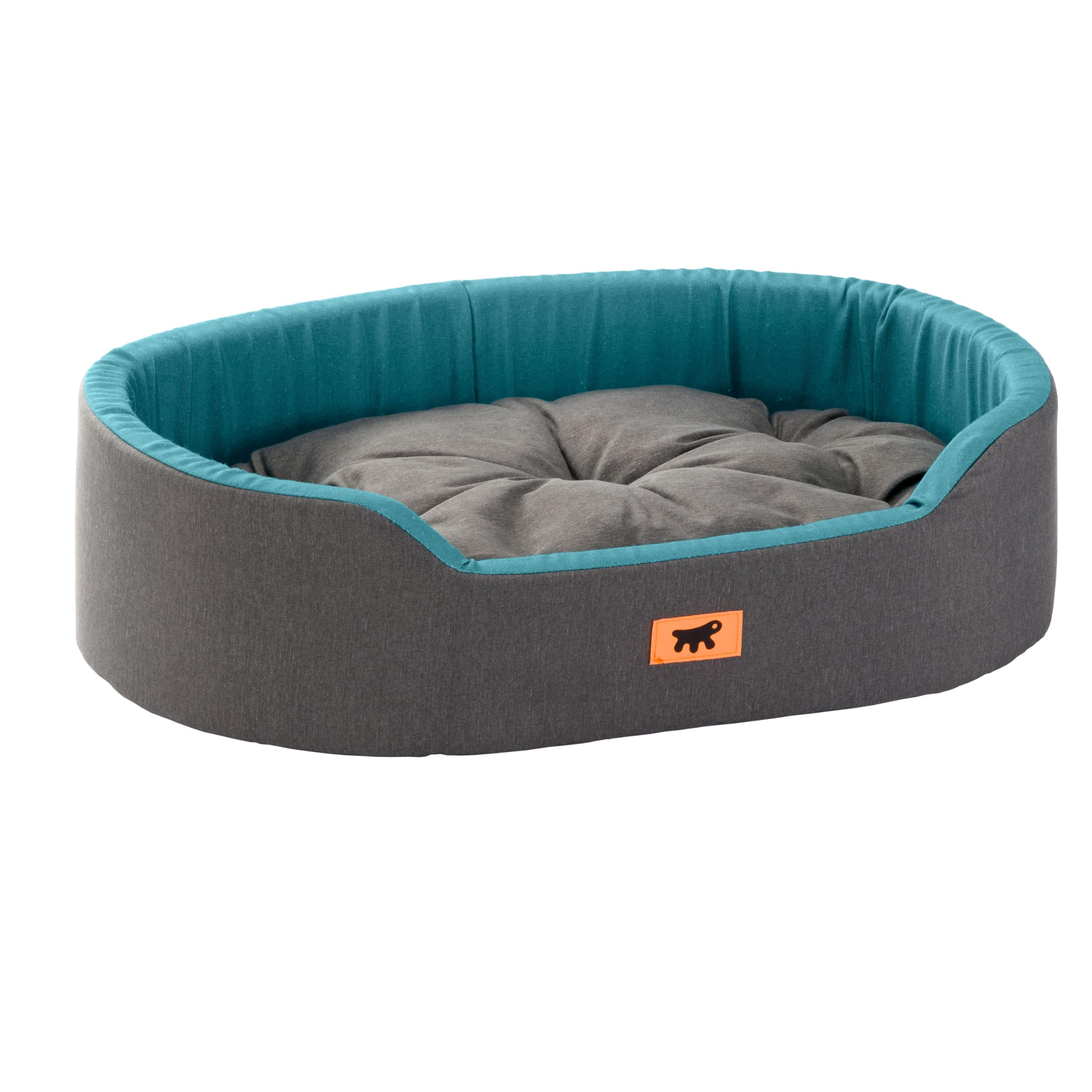 Ferplast Dog Bed Dandy - Removable, Washable Cushion, Cotton Cover with Soft Padding, also ideal as a Cat Bed, 55 x 41 xh 15 cm, Blue