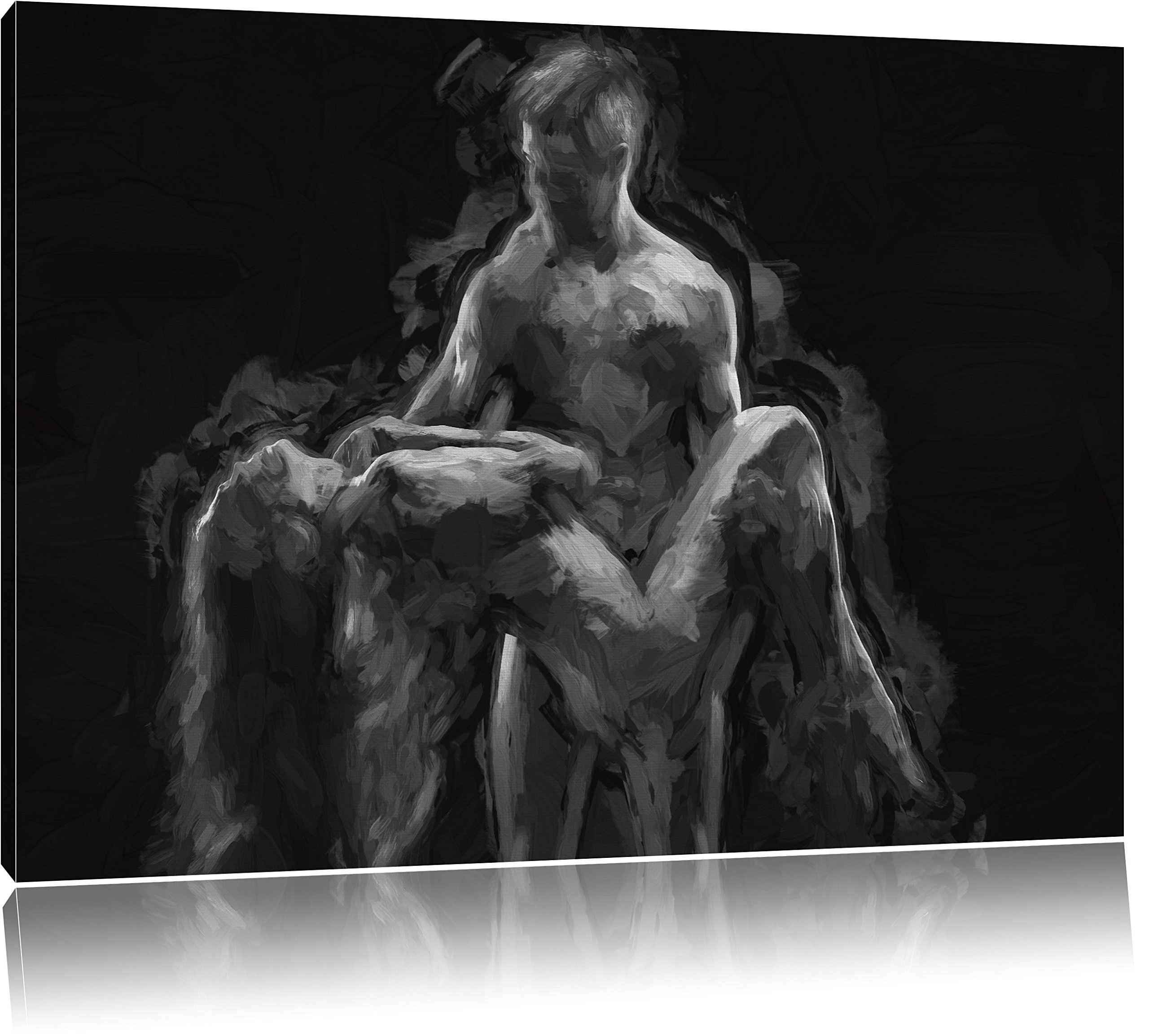 Pixxprint Nude sexy Paar Kunst Pinsel Effekt, Größe: 120x80cm, Leinwandbild, fertig gespannt, Wandbild, Dekoration, Kunstdruck, kein Poster