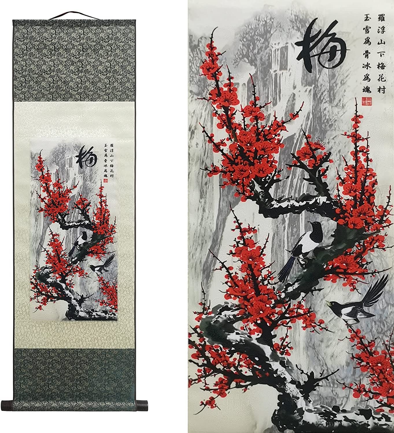 ZXGRfdefa Chinese Art Painting, Chinese Wall Art Scroll Painting,Landscape Paintings Hanging Silk