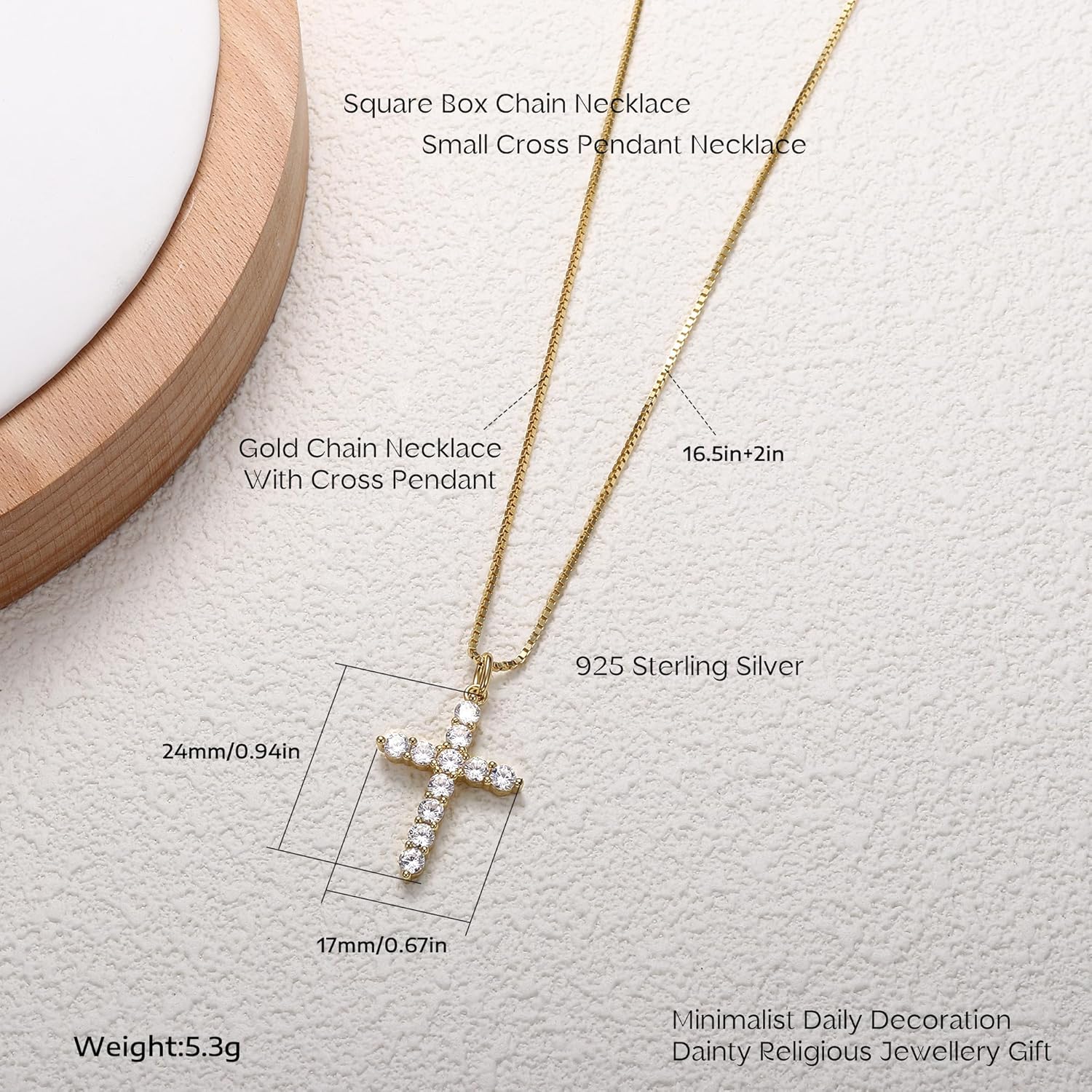 ORAZIO Cross Necklace for Women, 925 Sterling Silver or 18K Gold Plated Cross Necklaces Simple Box Chain Small Cross Pendant Choker Necklace Jewelry Gifts - Image 2