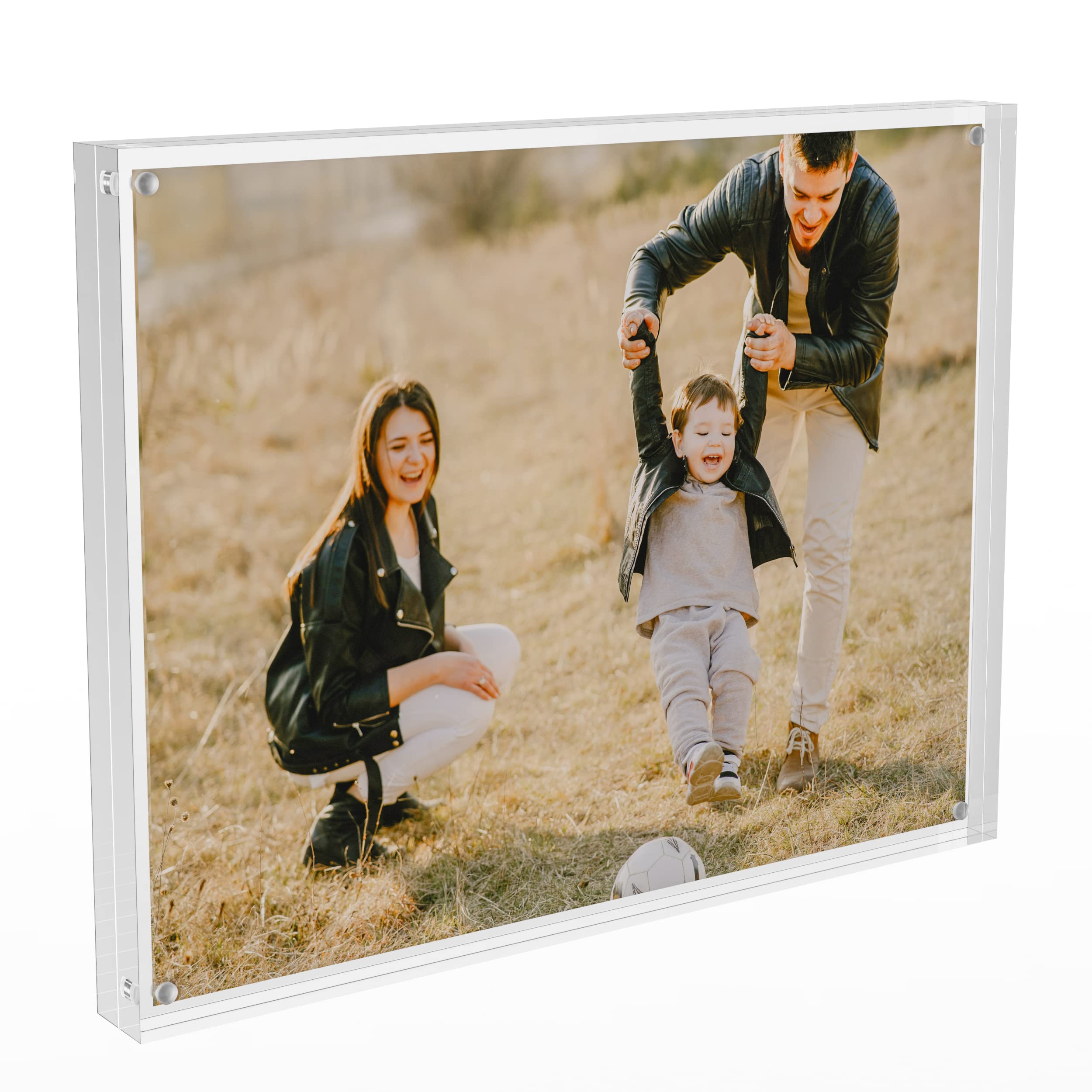 Sezanrpt 8.5''x11'' Acrylic Picture Frame, Perspex Photo Frame for Wedding Pictures, Tabletop Freestanding Certification Frame 12mm + 12mm