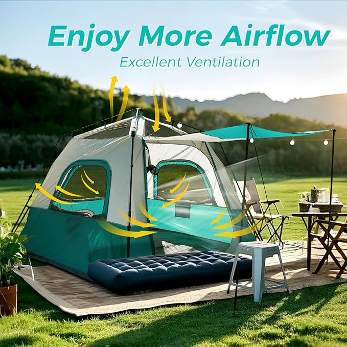 Carpa instantánea Hewolf para 4 personas, impermeable y fácil de montar miniatura 5