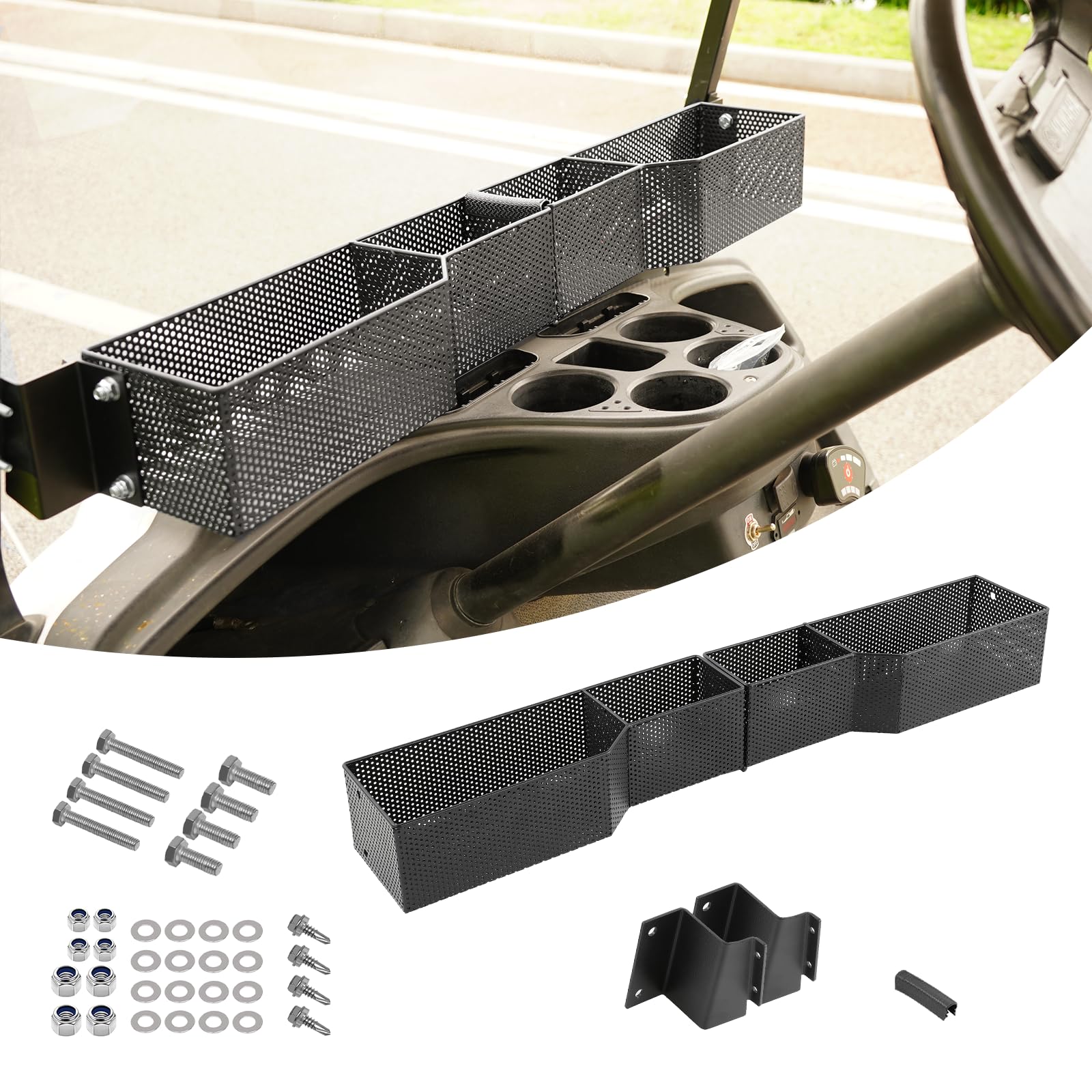 XUANYUDG0769 Golf Cart Front Inner Basket Mesh Storage Tray Organizer Extended Additional Storage for Golf Carts