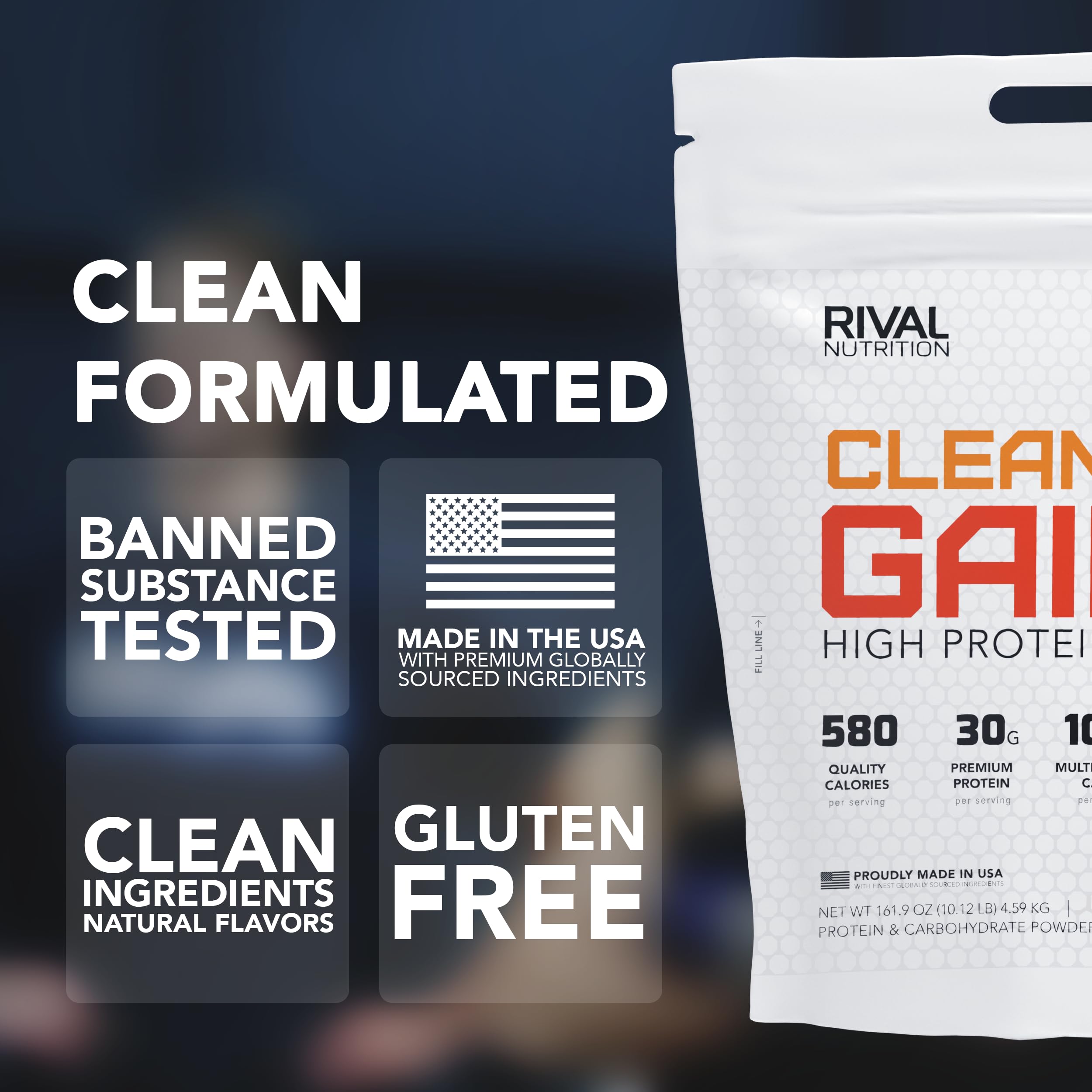 Rival Nutrition Clean Gainer Protein Powder (Chocolate Fudge, 10 lb) — Amazon image 2