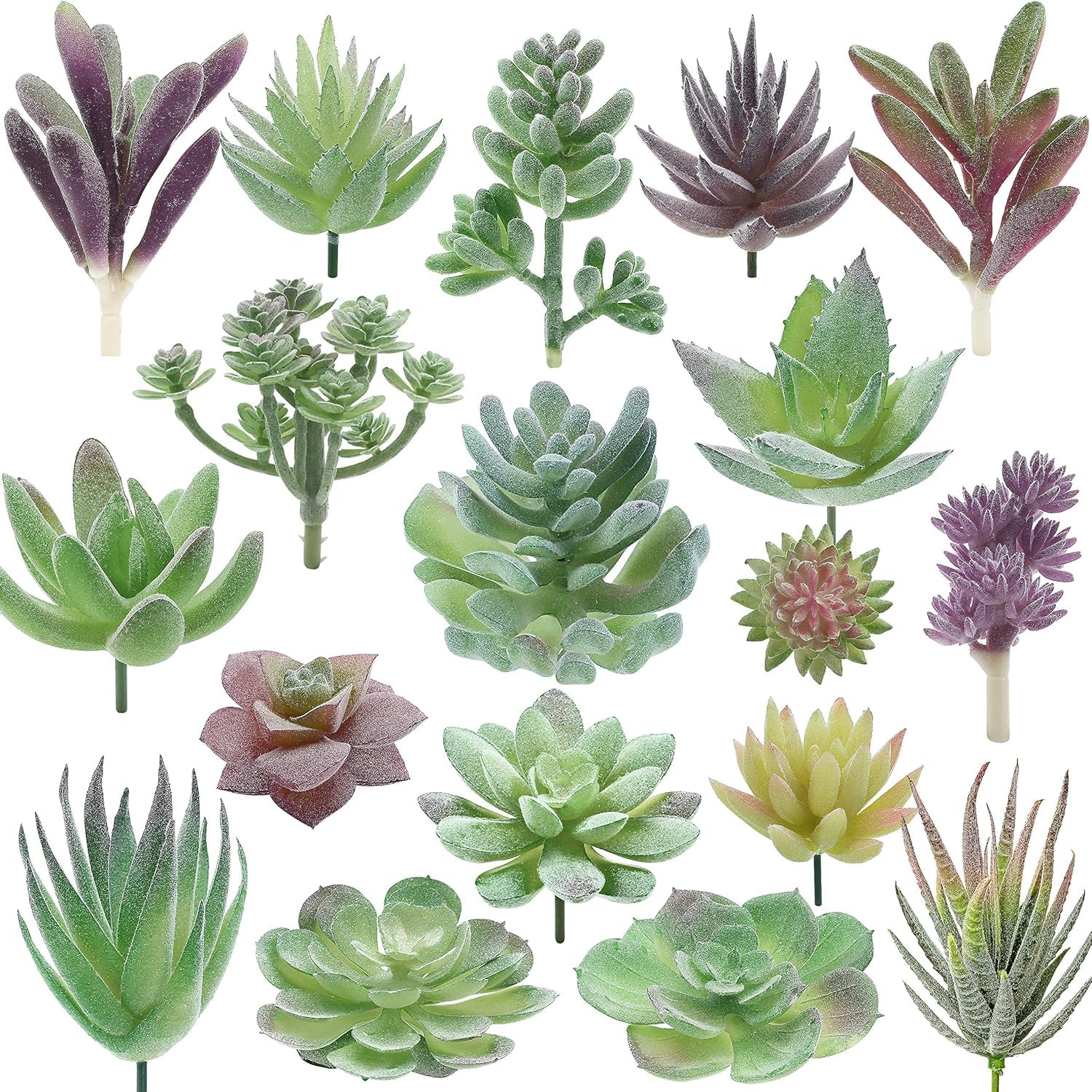 Aocgdds Green Artificial Succulents,Double Flocked - Realistic Textured Cactus,Faux Succulents Mini Fake Succulent For Indoor Outdoor Bedroom Bathroom Decorations(18 Pcs)
