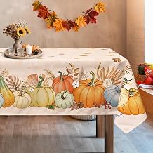 Autumn Pumpkin Polyester Tablecloth, Watercolor, 152 x 213 cm