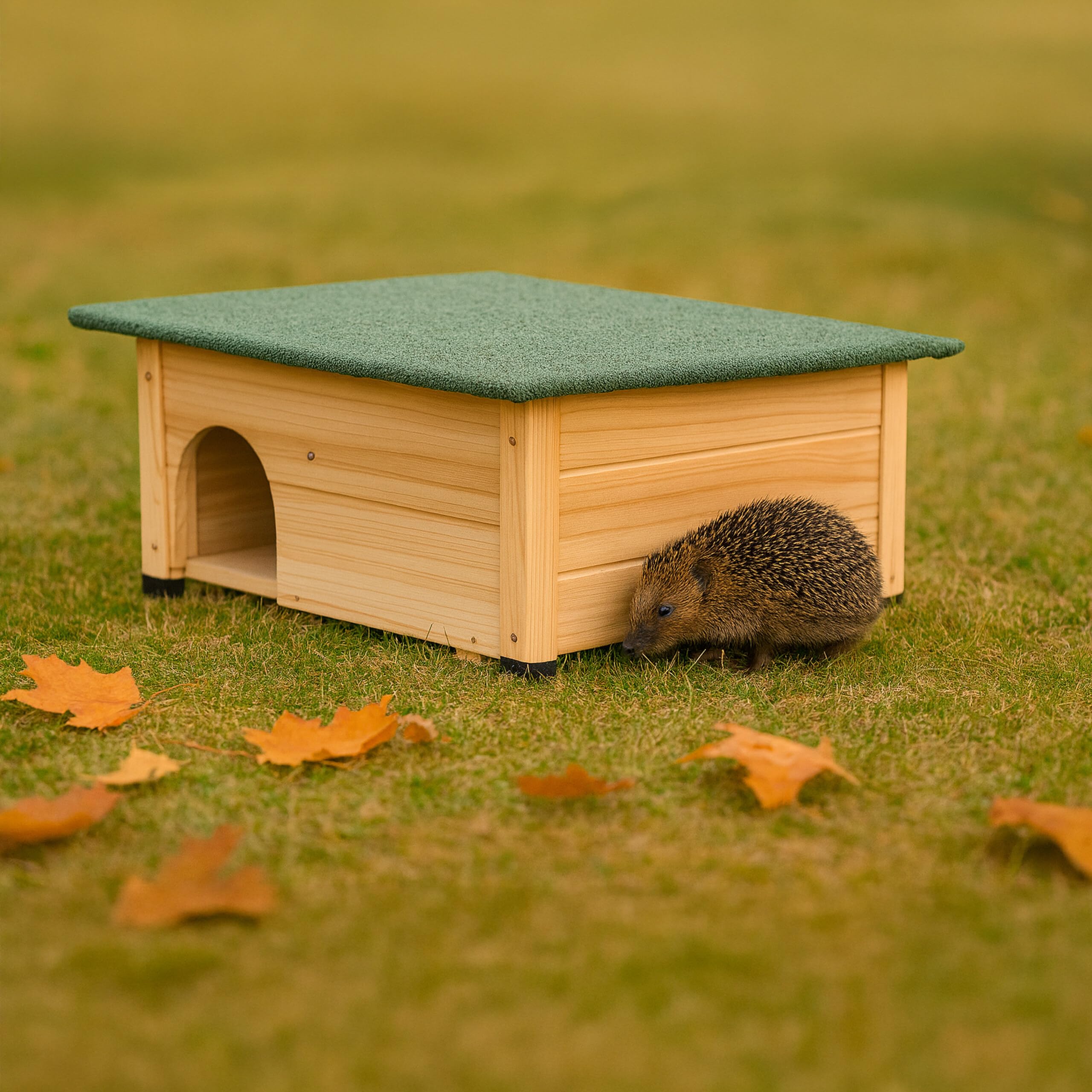 Relaxdays Igelhaus mit Boden, Labyrintheingang, wetterfestem Dach, Holz, 25 x 57 x 44 cm, Igelhäuschen, Natur