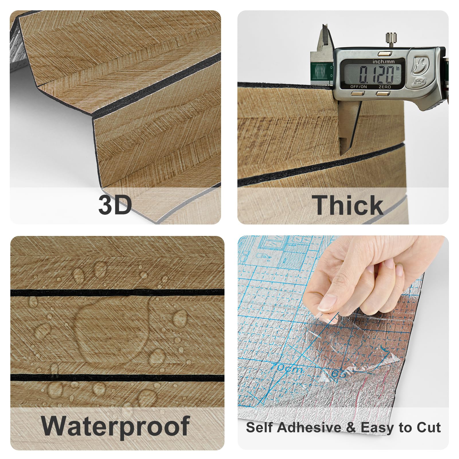 Panel de pared de listones de madera marrón acústico 3D para
