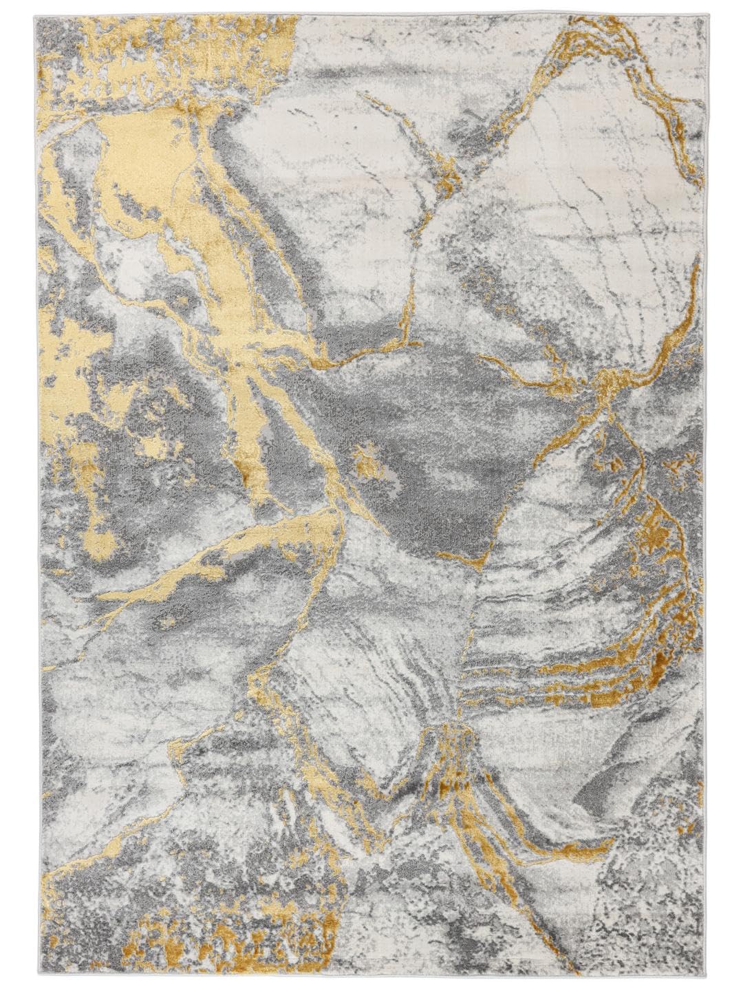 RugVista Antonie Tappeto, 160 x 230 cm, Chiaro Grigio/D'oro | Moderni, Rettangolare, Pelo medio, Lavabile solo a secco, Oeko-Tex 100, Soggiorno, Camera da letto, Cucina