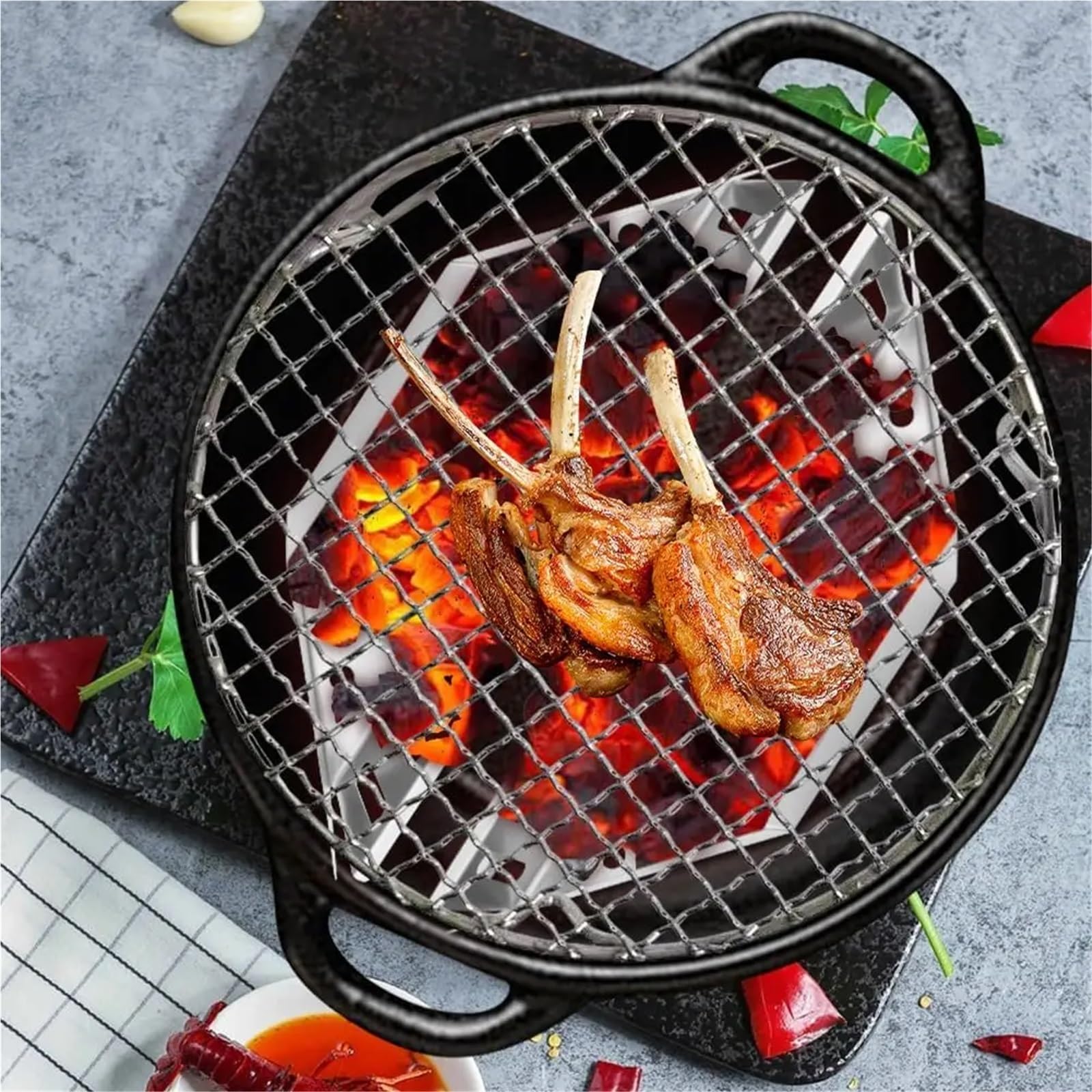 Odporne na wysokie temperatury kosze na brykiety, 2 sztuki, bezpieczne akcesoria do grillowania na świeżym powietrzu, idealne do grillowania i grillowania