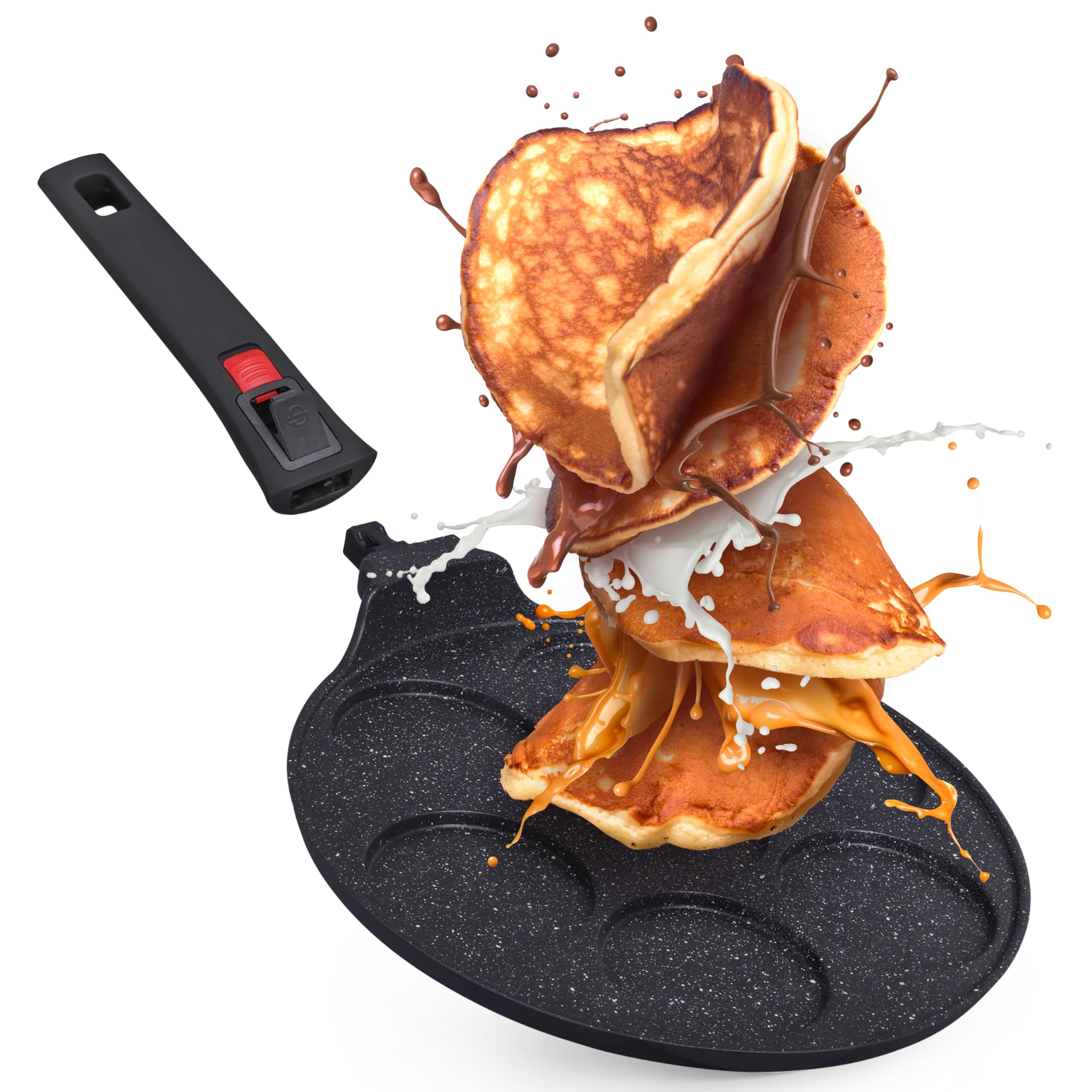 INTIGNIS® Padella antiaderente - Mini padella per pancake multiforo, padella per crêpes e pancake in stile americano con 4/7 fori per pancake individuali perfetti (7 - Smart)