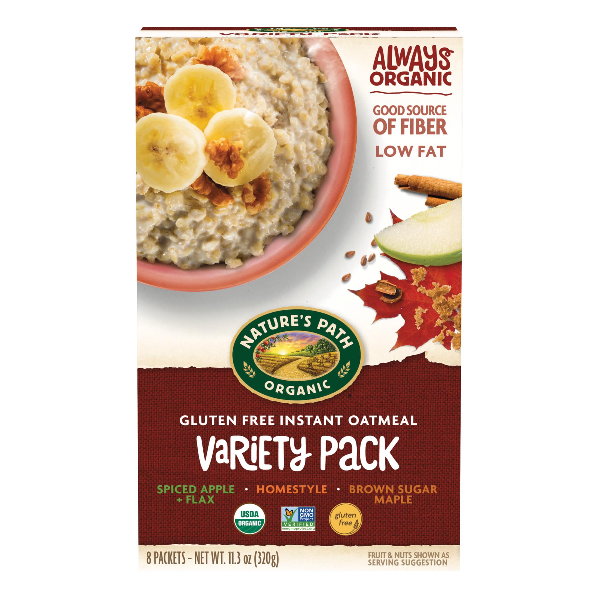 Nature's Path Organic Variety Pack Instant Oatmeal, 11.3 oz (Pack of 1), Gluten Free, Non-GMO