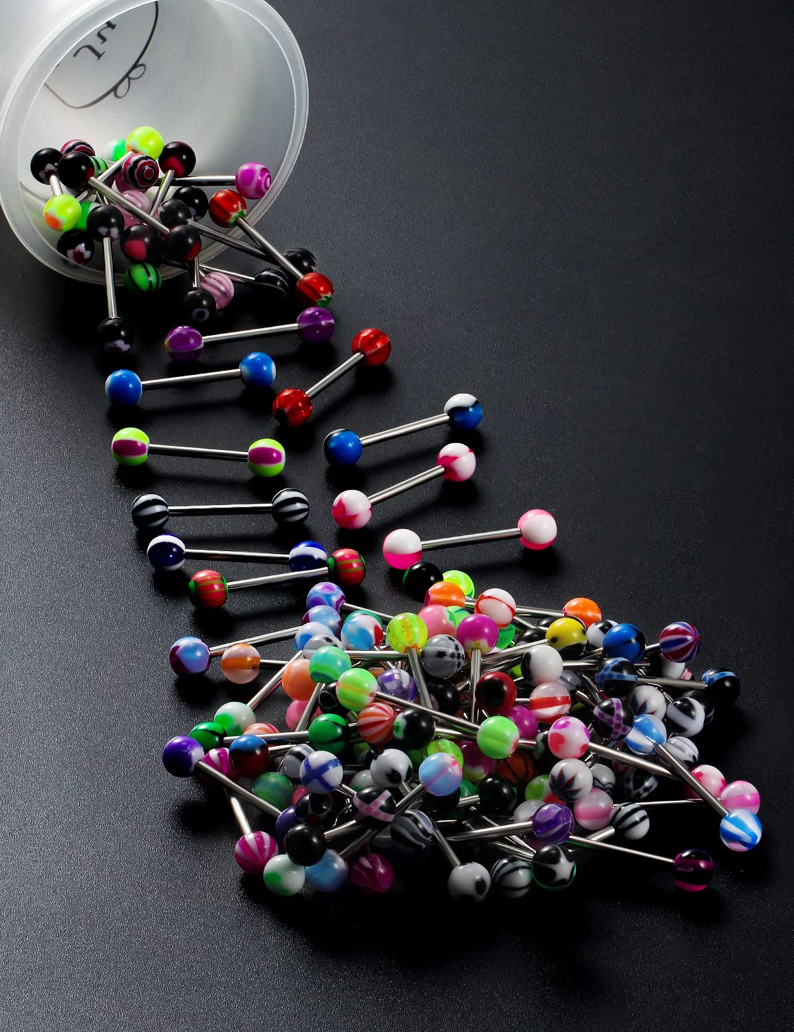 100pcs 14g Tongue Rings Nipple Rings for Women Men Surgical Stainless Steel Tongue/Nipple Piercing Jewelry Plastic Metal Tongue Ring 16MM Acrylic Straight Barbells Body Piercing Jewelry: A-100PCS Metal Tongue/Nipple Rings 16mm