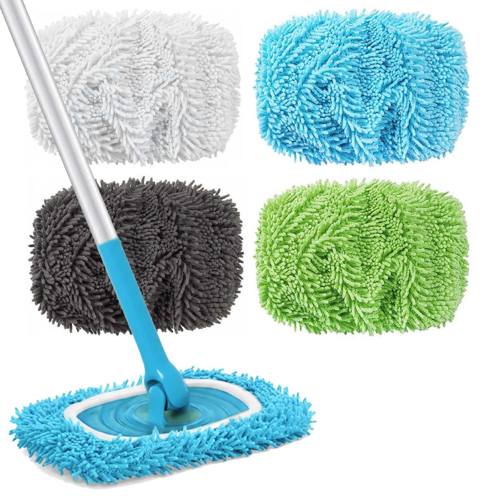Reusable Mop Pad Compatible With Swiffer Sweeper Mops, 4 Pack Chenille Mops Refill Pads,Wet And Dry Flat Mop Cover,Washable Wet Pads Refill For Mopping Floors,For Floor Cleaning