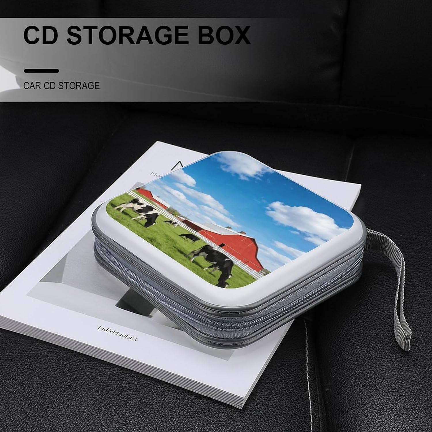 Animal Farm CD Case Portable CD Cases Holder with Zipper 40 Capacity DVD Boxes Holder Protective DVD Boxes with Handle for Blu Ray Movie Music Audio Disk image 5