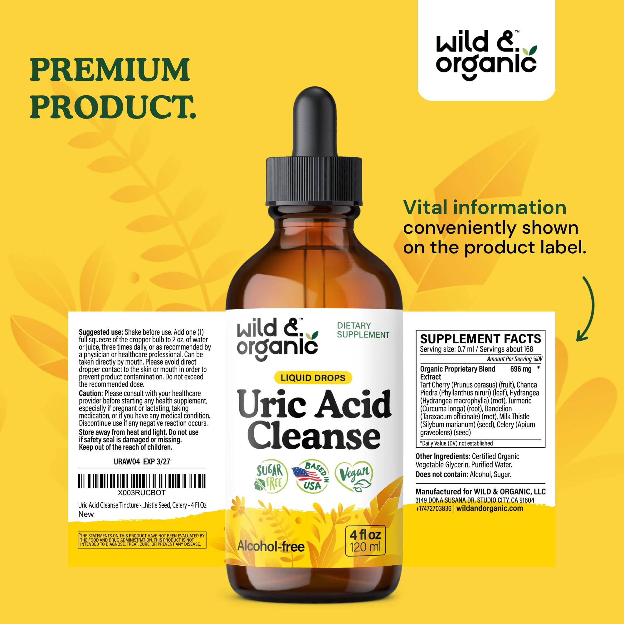 Wild & Organic Uric Acid Cleanse Liquid Drops - Tart Cherry, Turmeric - 4oz — Amazon image 9