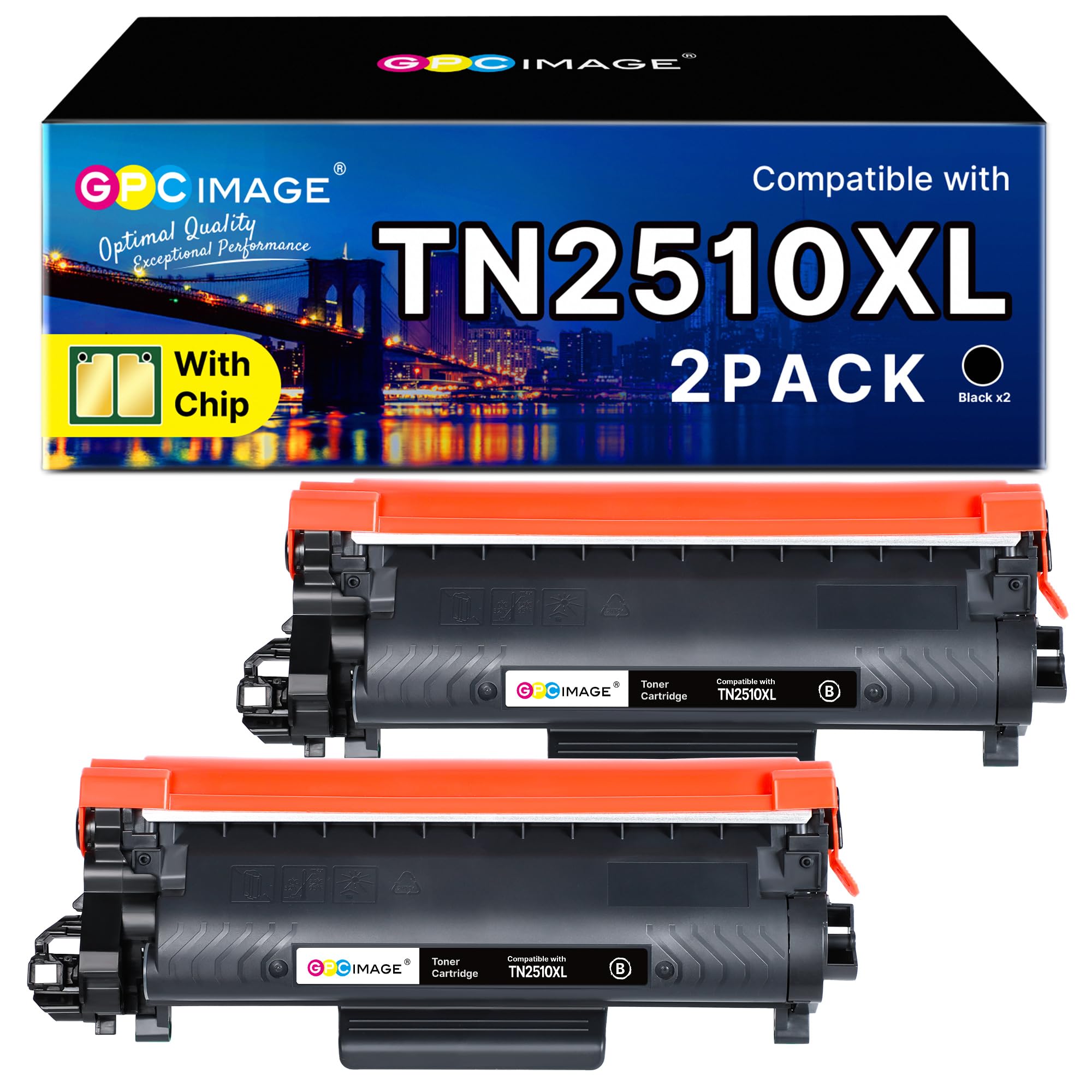 GPC IMAGE TN2510 XL TN-2510XL MFC-L2835DW HL-L2400DW Toner Kompatibel für Brother TN-2510 XL TN2510XL 2510 für HL-L2400DWE MFC-L2800DW DCP-L2620DW MFC-L2860DWE DCP-L2627DW Mit Chip (2er-Pack Schwarz)