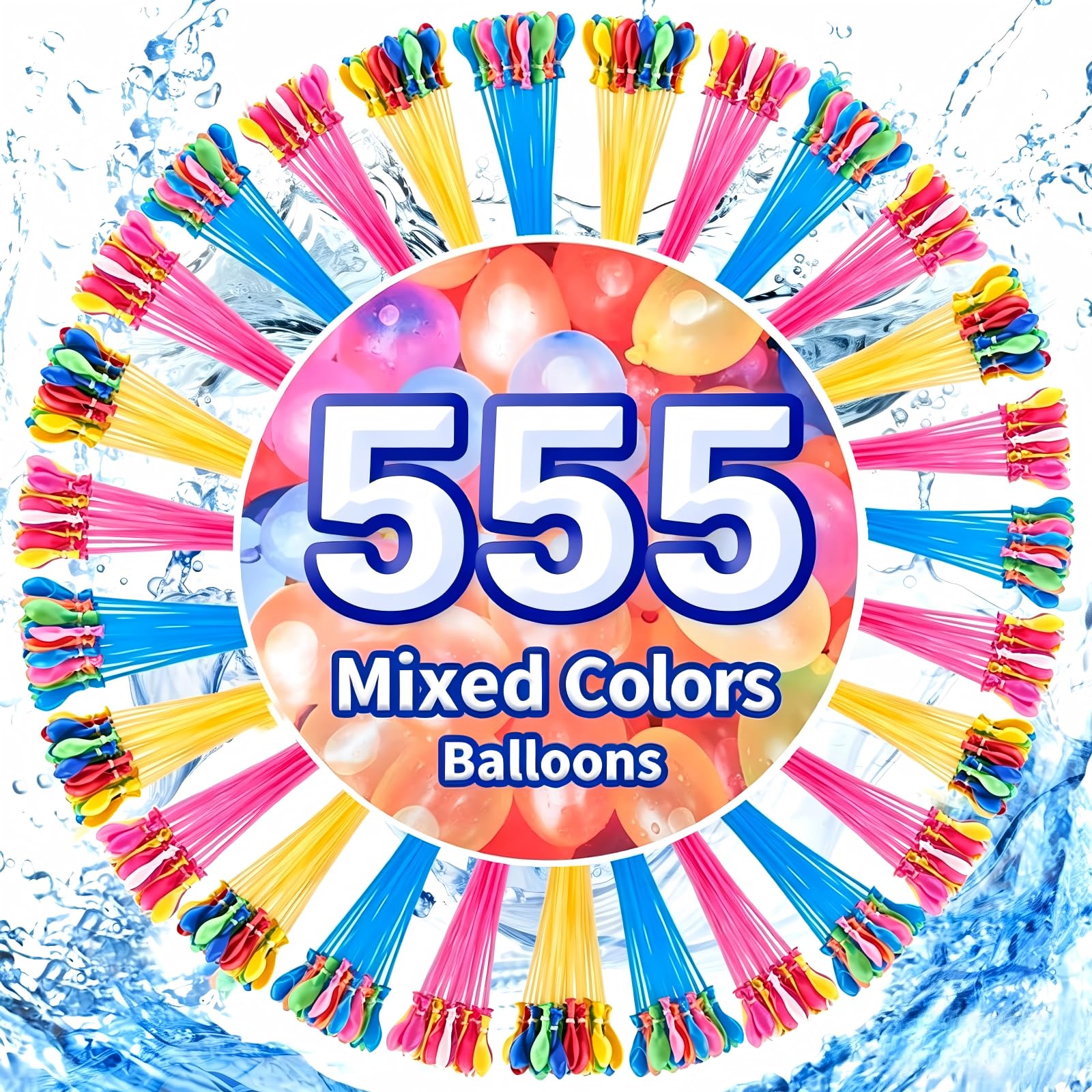 JOJOHOMY Water Balloons 1110 Pack Quick Fill for Kids, Swimming Pool Outdoor Summer Fun Party Toys, Water Fight Game, Colorful Self-Sealing Balloons