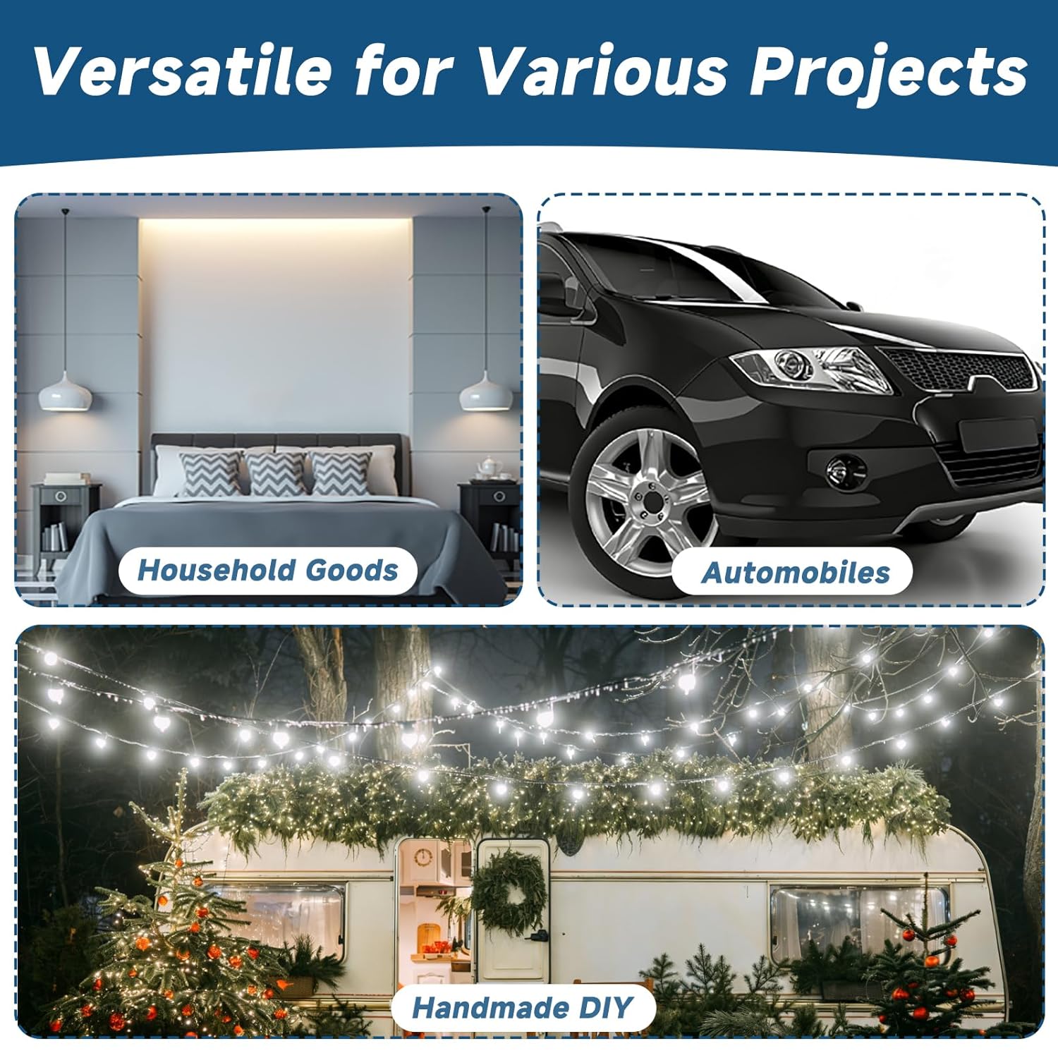 60 Pcs Led Wire Connectors with Locking Buckle, Flame-Retardant Locking, No Wire Stripping, Secure Push in Wire Connector for 22-14 Gauge Wire LED, Automotive, Low-Voltage Decor, Wiring Projects, DIY