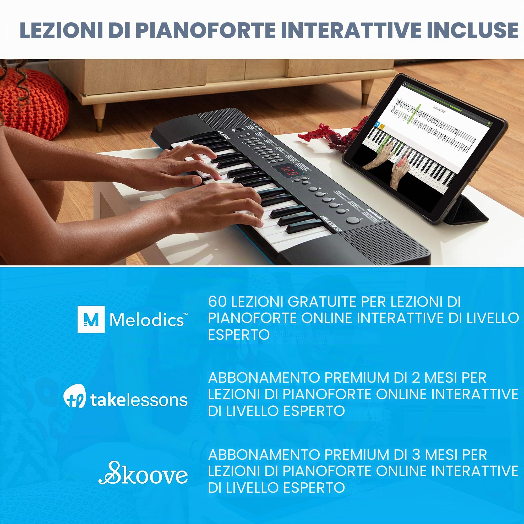 Alesis Melody 32 + M-Audio HDH40 – Pianola Portatile Per Scuola Media Tastiera Musicale a 32 tasti con casse + Cuffie Over Ear chiuse con archetto flessibile e cavo da 2,7 m