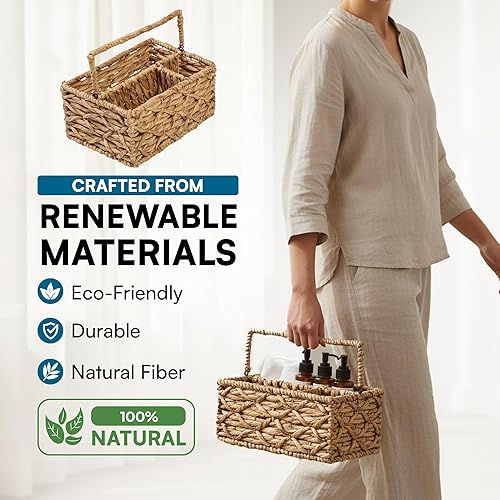 Miniatura 3 de Honey-Can-Do Cesta de mimbre multiusos de 3 compartimentos con asa, natural STO-09844 Natural Medio