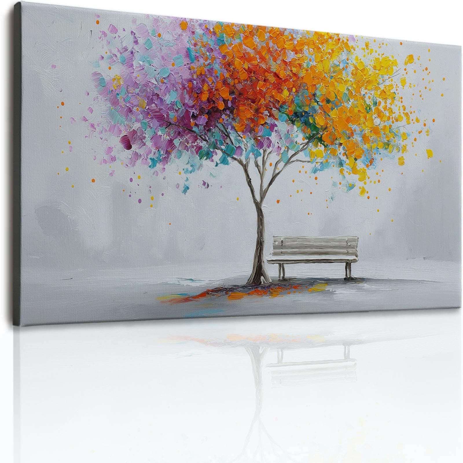 Tela artistica da parete minimalista con albero di piante, stampe moderne e casual su tela per soggiorno, camera da letto, ufficio, grigio bianco, impermeabile, immagini da parete per bagno, 99 x 50,8