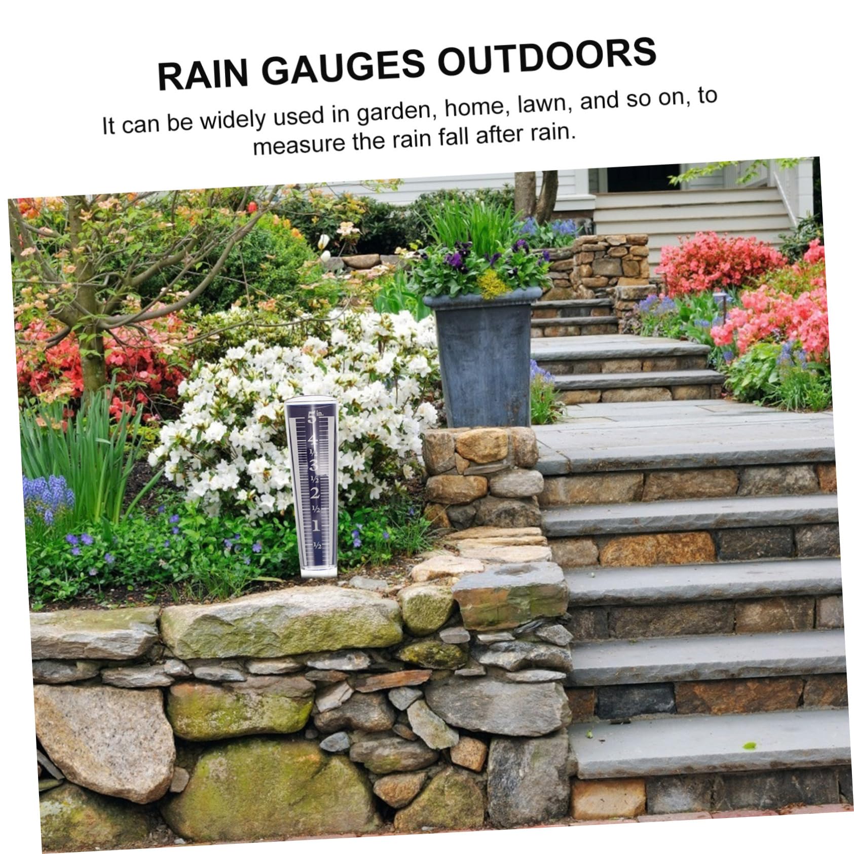 ibasenice 5 Pièces Pluviomètre sur Piquet jauge pluviomètre extérieur Transparent collecteur d'eau de Pluie Outil de Jardinage pluviomètre de Forme Ronde pluviomètre agricole Blue