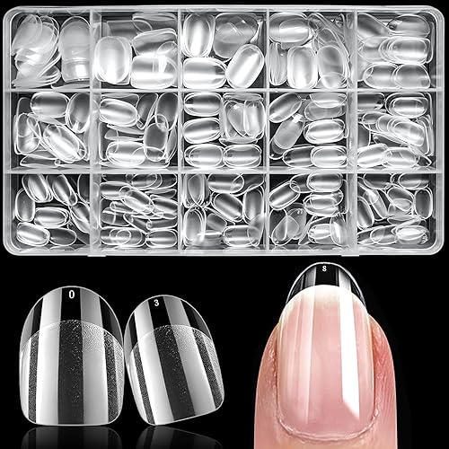 Short Oval Nail Tips, 300Pcs Oval Nails Tips Clear Press