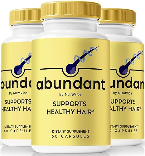 Abundant - Cápsulas oficiales abundantes para el cabello, fórmula totalmente natural para apoyar el crecimiento saludable del cabello, brillo y