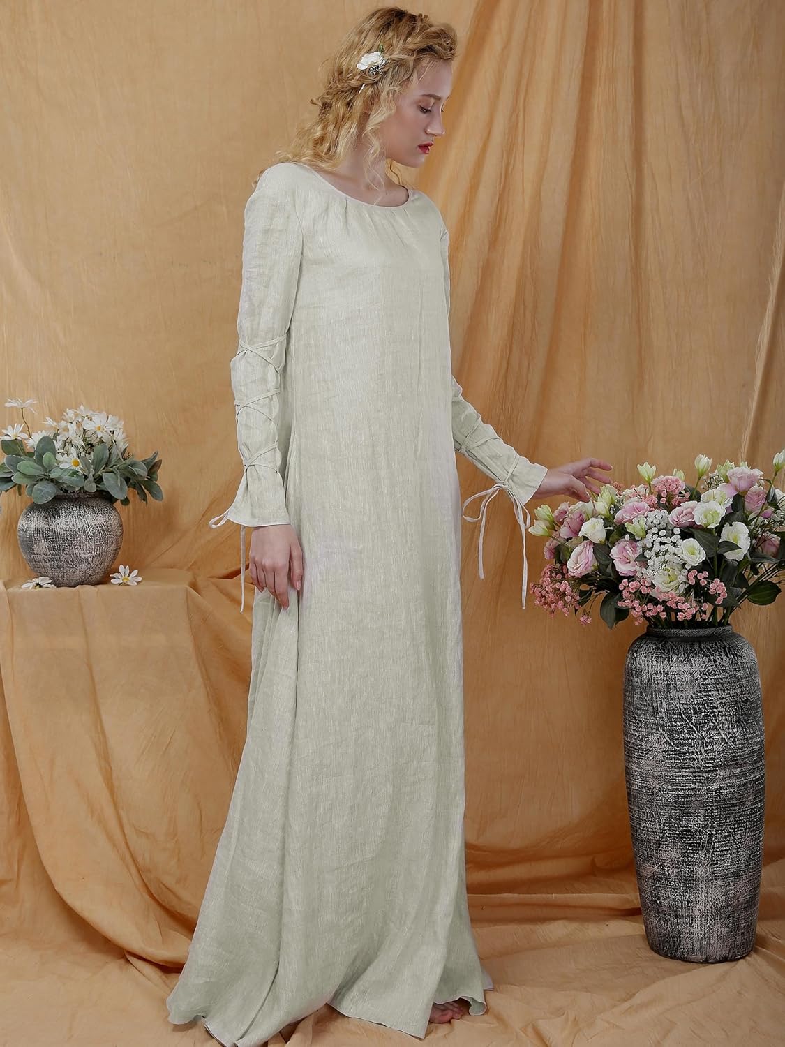 Renaissance Costumes for Women Medieval Dress Costume Handmade Chemise Ruffled Round Collar Medieval Clothing - Image 4