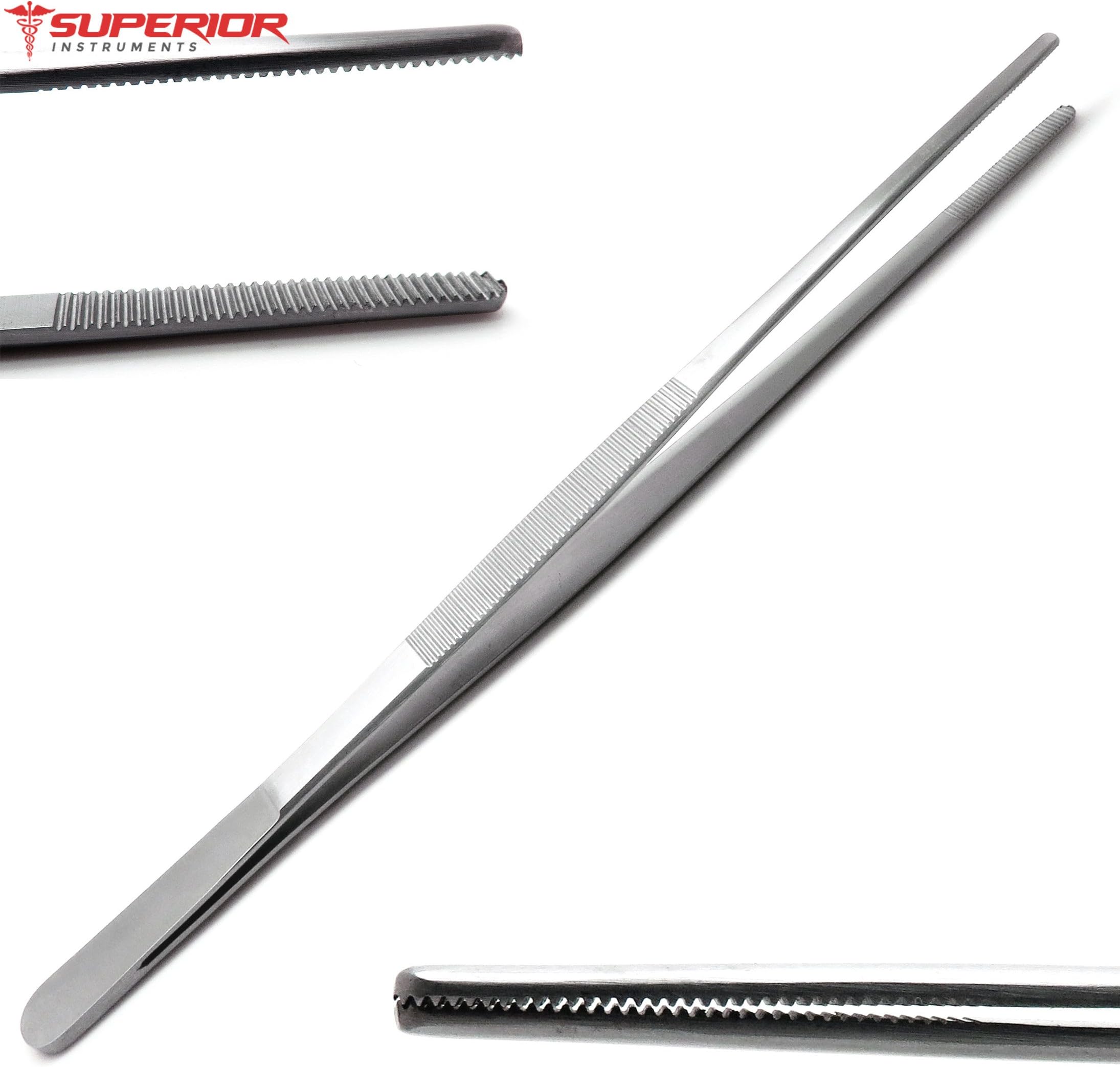 Dressing Thumb Forceps 10 Inch Tissue Tweezer 3.3cm Serrated Tip Stainless Steel Superior Instruments