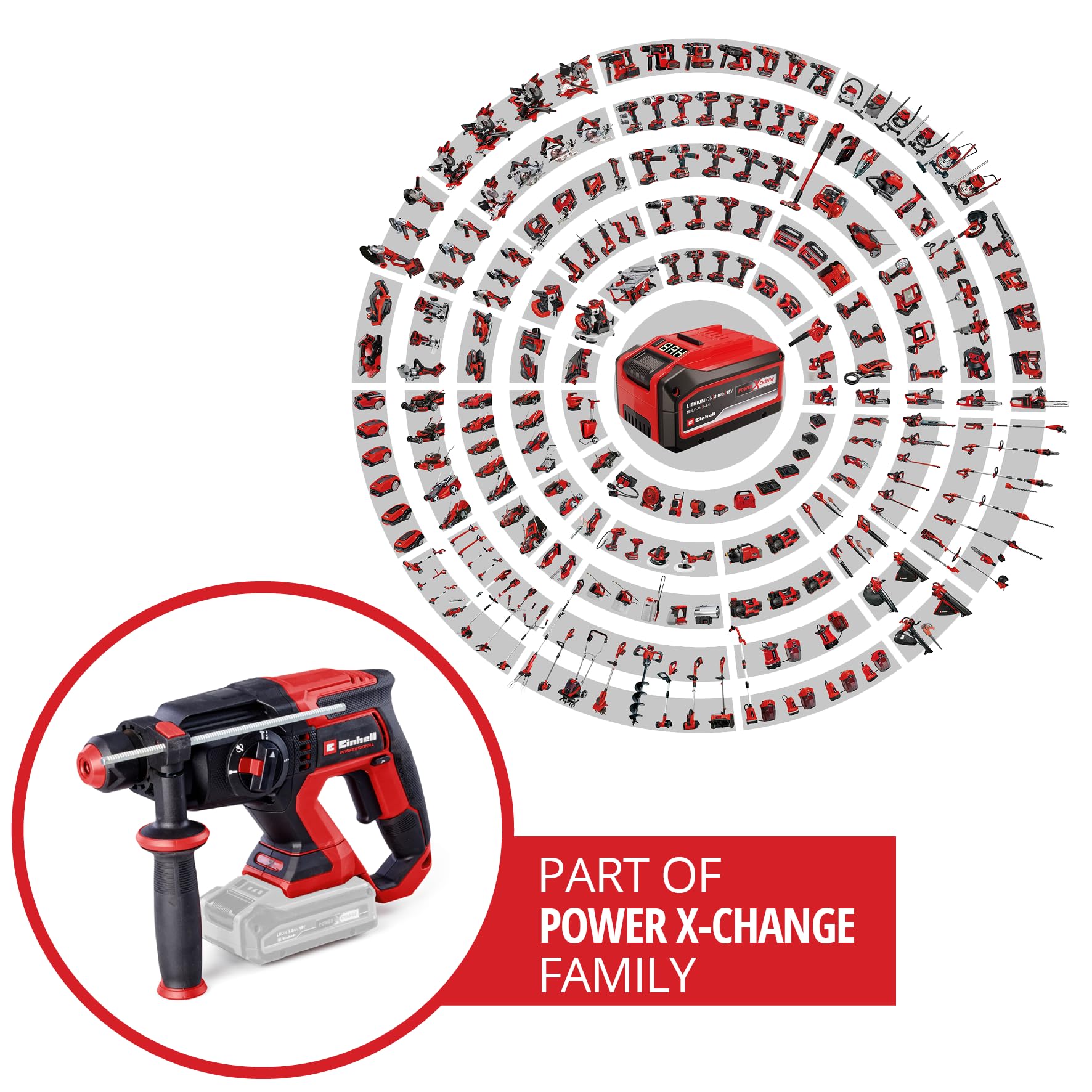 Einhell Professional Akku-Bohrhammer TP-HD 18/22 D Li BL-Solo Power X-Change (18 V, Brushless, 2,3 J, SDS-plus, 22 mm Bohrleistung in Beton, D-Handgriff, Koffer, ohne Akku)