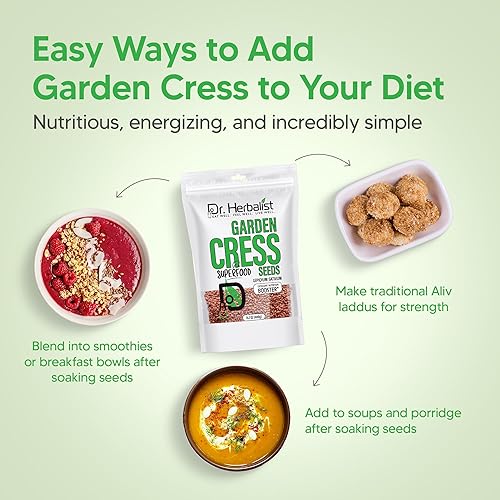 Miniatura 6 de Dr. Herbalist-Garden - Semilla de berro (14.1 onzas/14.11 oz), lepidum sativum, Halim Aliv, semillas de rashad para comer, excelente refuerzo