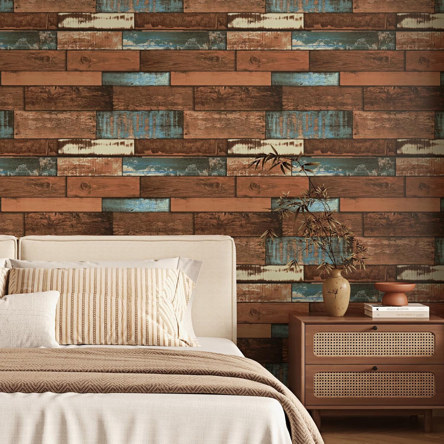 Blue Brown Wood Contact Paper for Countertops 15.7"×78.7" Vintage Shiplap Peel and Stick Wallpaper Self Adhesive Rustic Wood Grain Contact Paper for Fireplace Cabinets Walls Kitchen Farmhouse