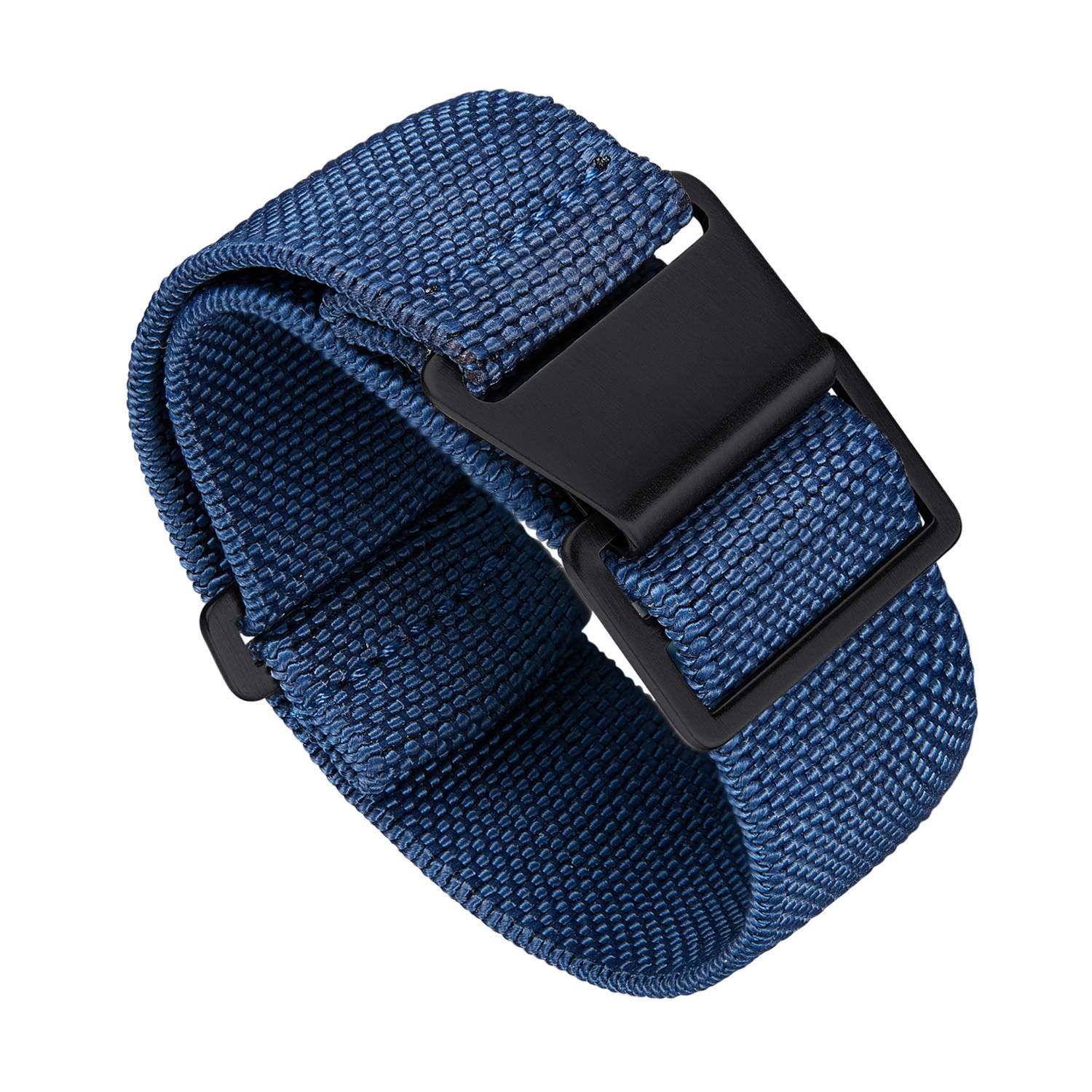 BINLUNElastic Nylon Watch Band Navy Divers Parachute Fabric Replacement Hook-and-Loop Watch Strap 18/20/22mm
