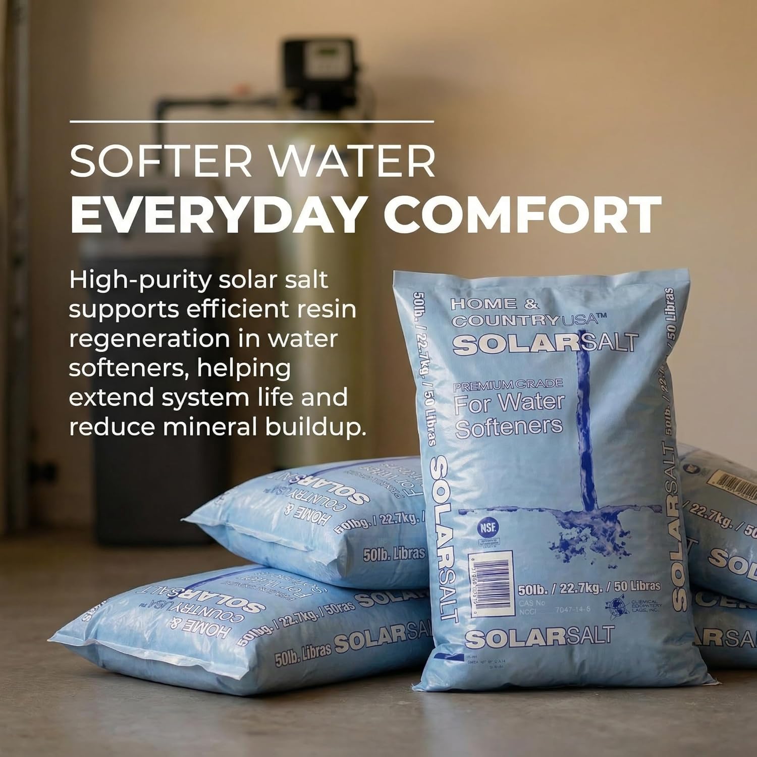 Home and Country All Natural Solar Salt for Water Softener (50 Pounds)