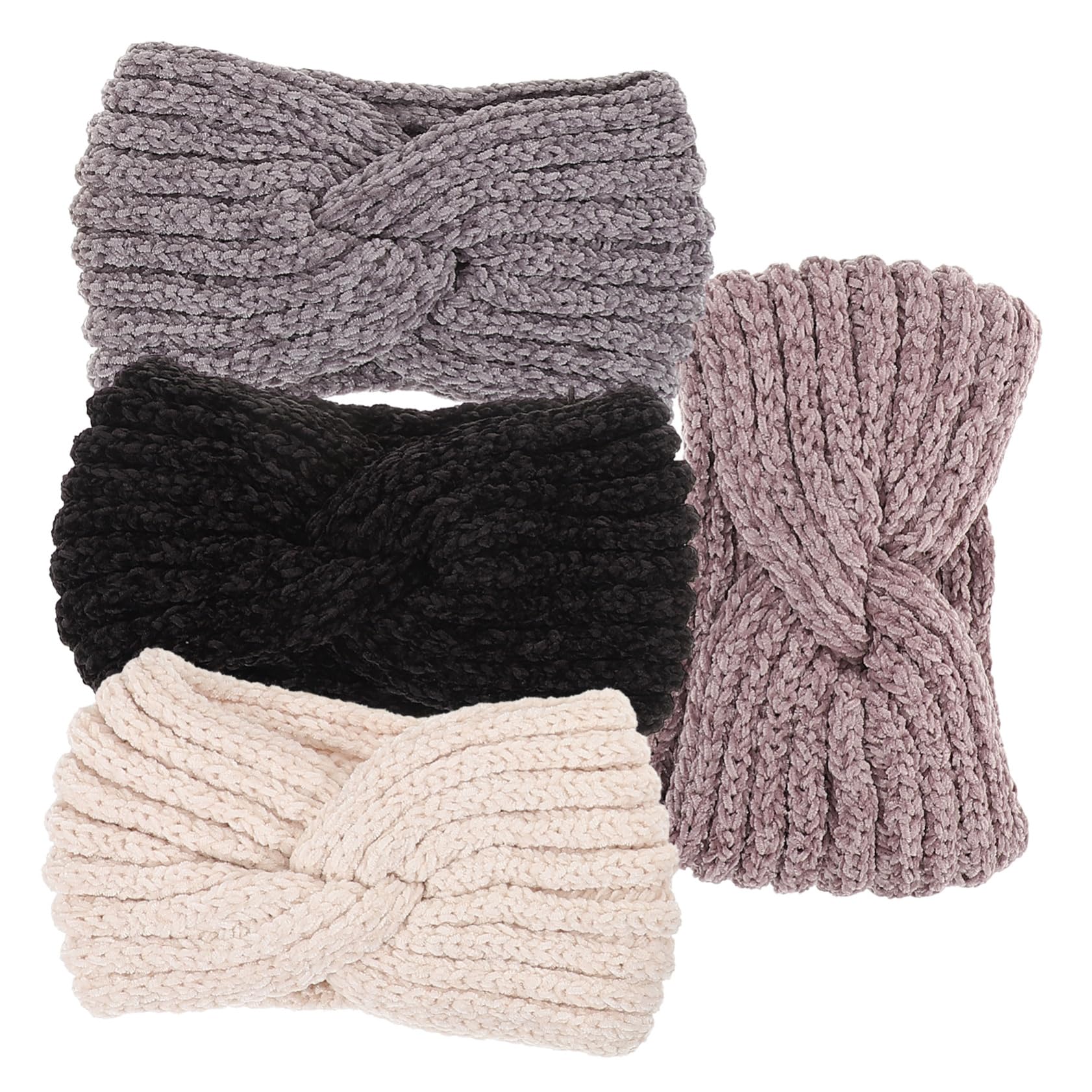 FRCOLOR 4Pcs Knitted Wool Hair Band Ear Protection Headbands for Women Handmade Warmth for Cold Weather Stylish Accessories