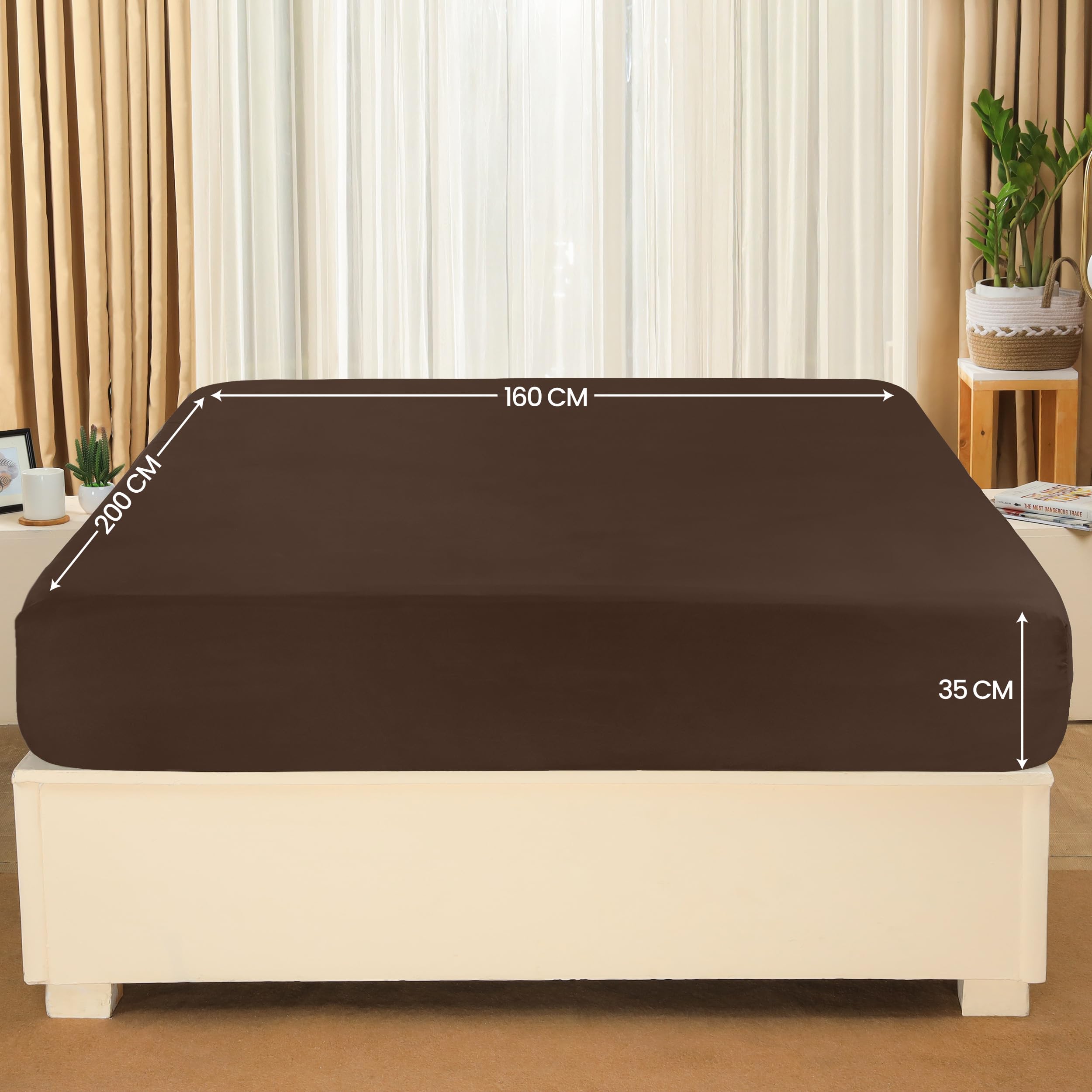 Utopia Bedding Lenzuolo con Angoli Due Piazze Matrimoniale - 160x200cm - Marrone - Microfibra di Poliestere Spazzolato - Lenzuolo sotto con Angoli Elasticizzato