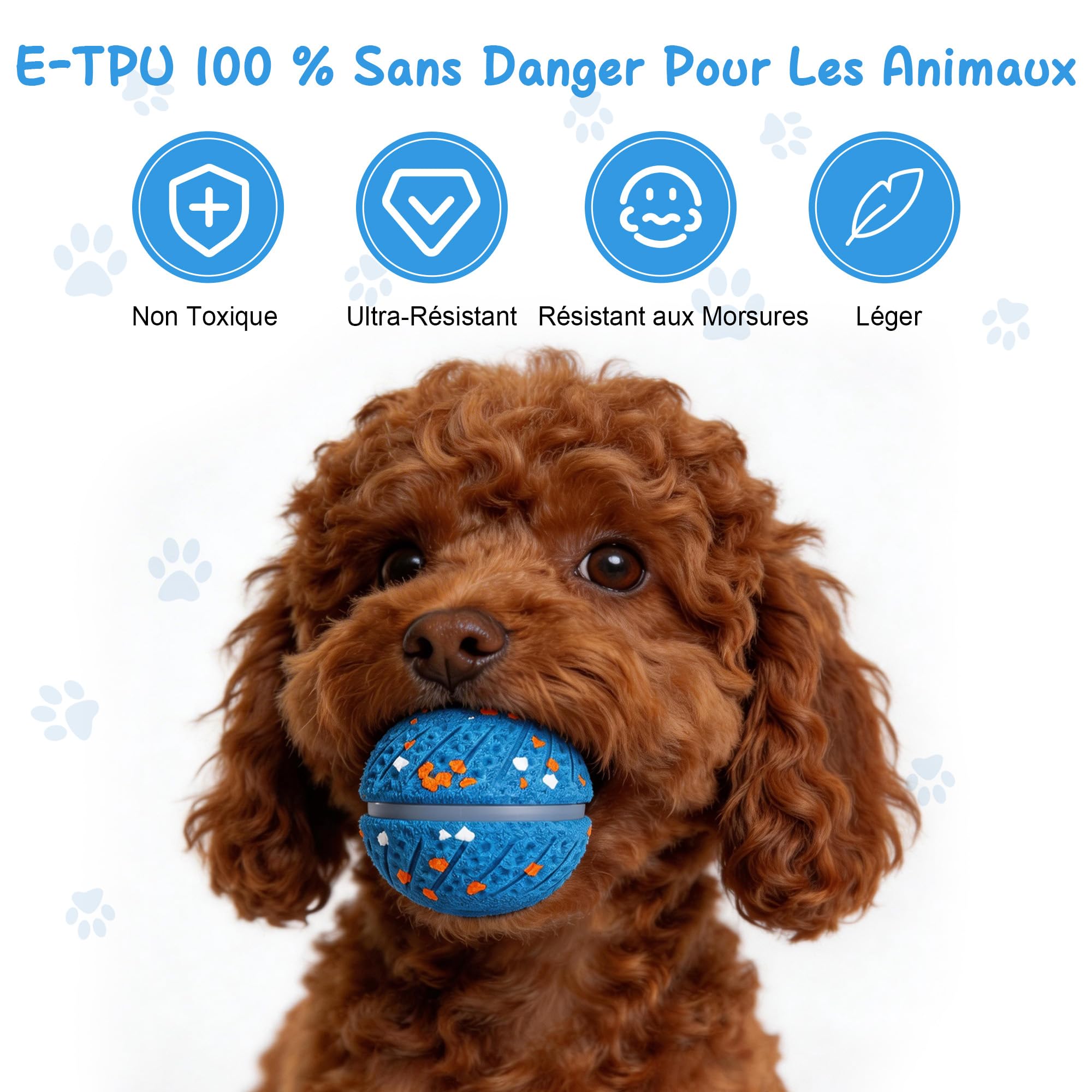 Balle Chien Interactif Intelligente, Jouet Chien Indestructible, Matériau E-TPU avec Lumières, 3 Modes de Jeu, Étanche & Rechargeable Jouet Chiot Petits, Moyens Chiens