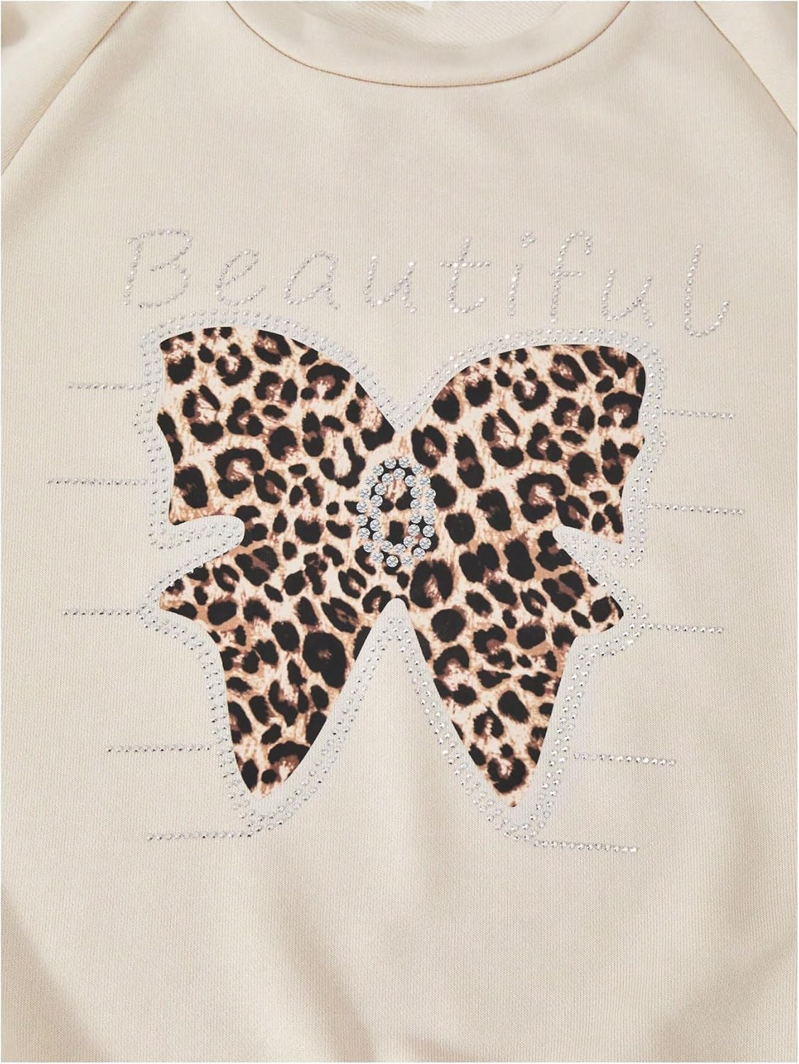 Girl's 2 Piece Outfits Bowknot Cheetah Graphic Sweatshirts and Cargo Pants Cute Y2K Clothing Sets - Image 3