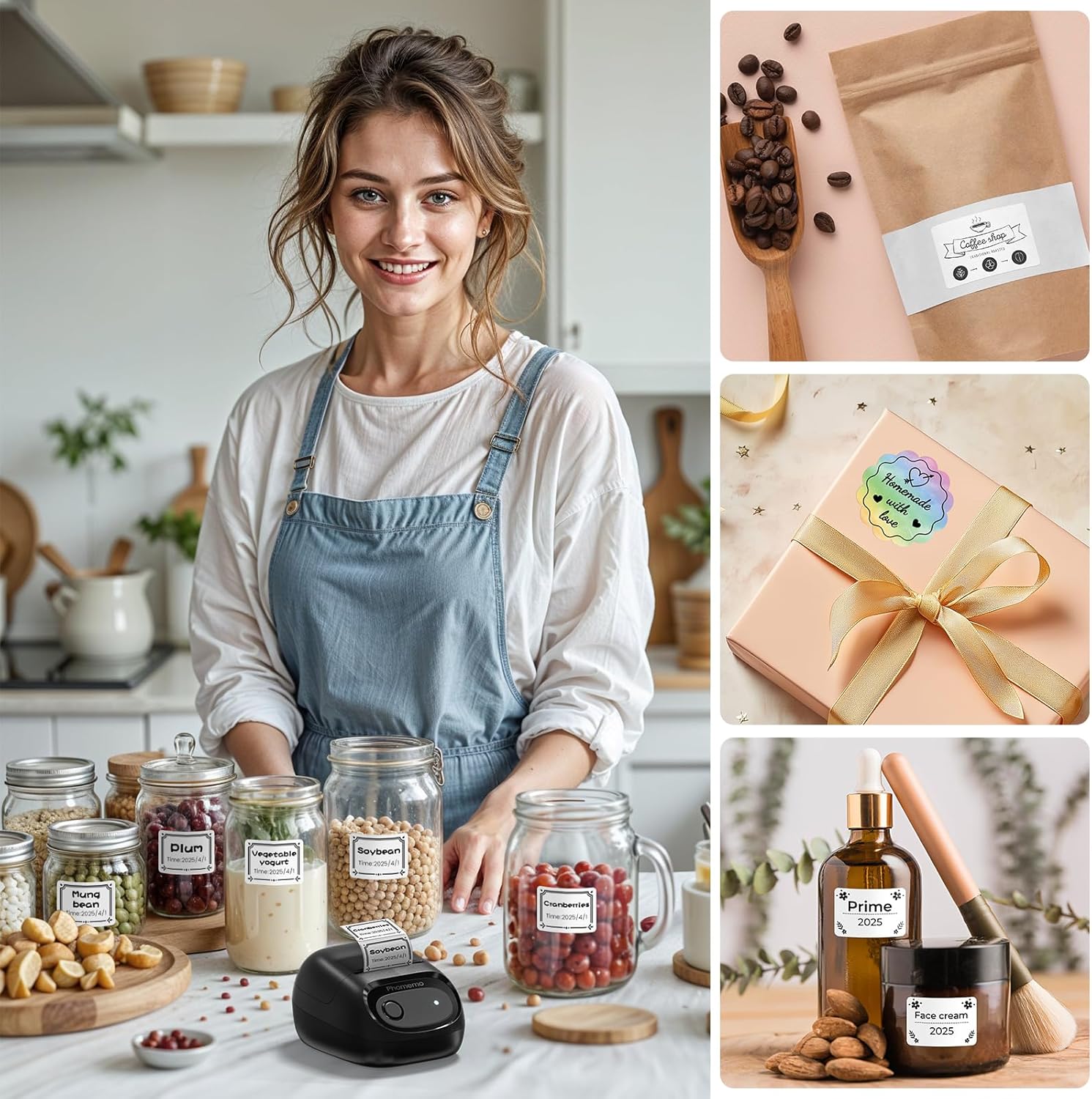 Phomemo Label Maker, M160 Bluetooth Address Label Printer with Different Fonts and Templates, 2 Inch Barcode Label Maker for Small Business, Mailing, Logo, Clothing, Sticker Printer for Phone& PC - Image 2